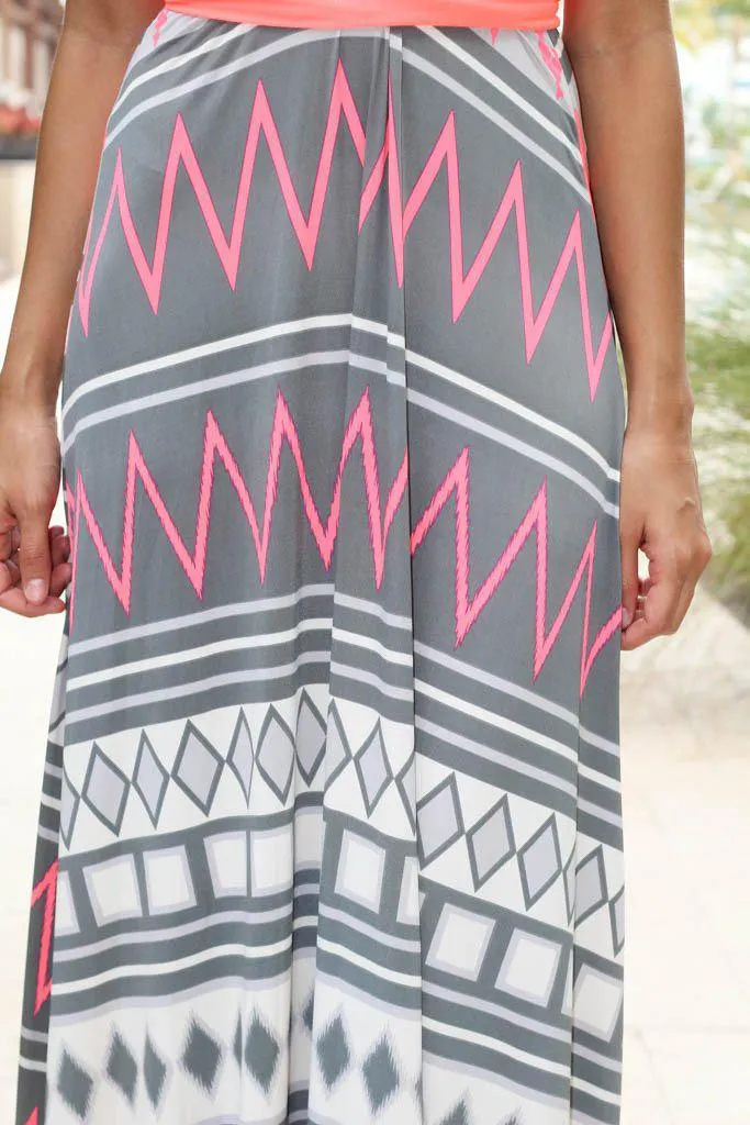 Neon Coral Tie Back Maxi Dress