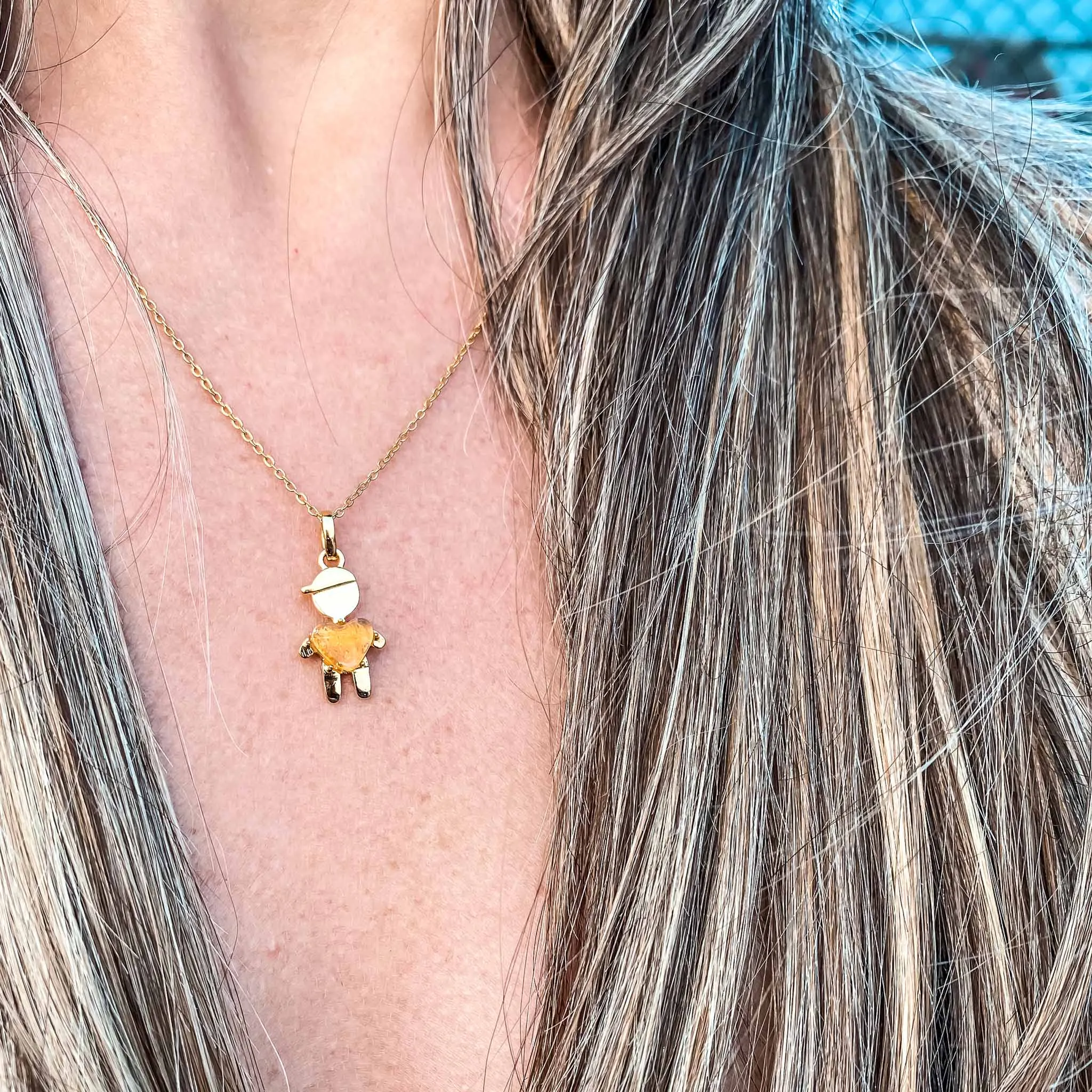 NOVEMBER Birthstone Gold Boy Necklace in Citrine