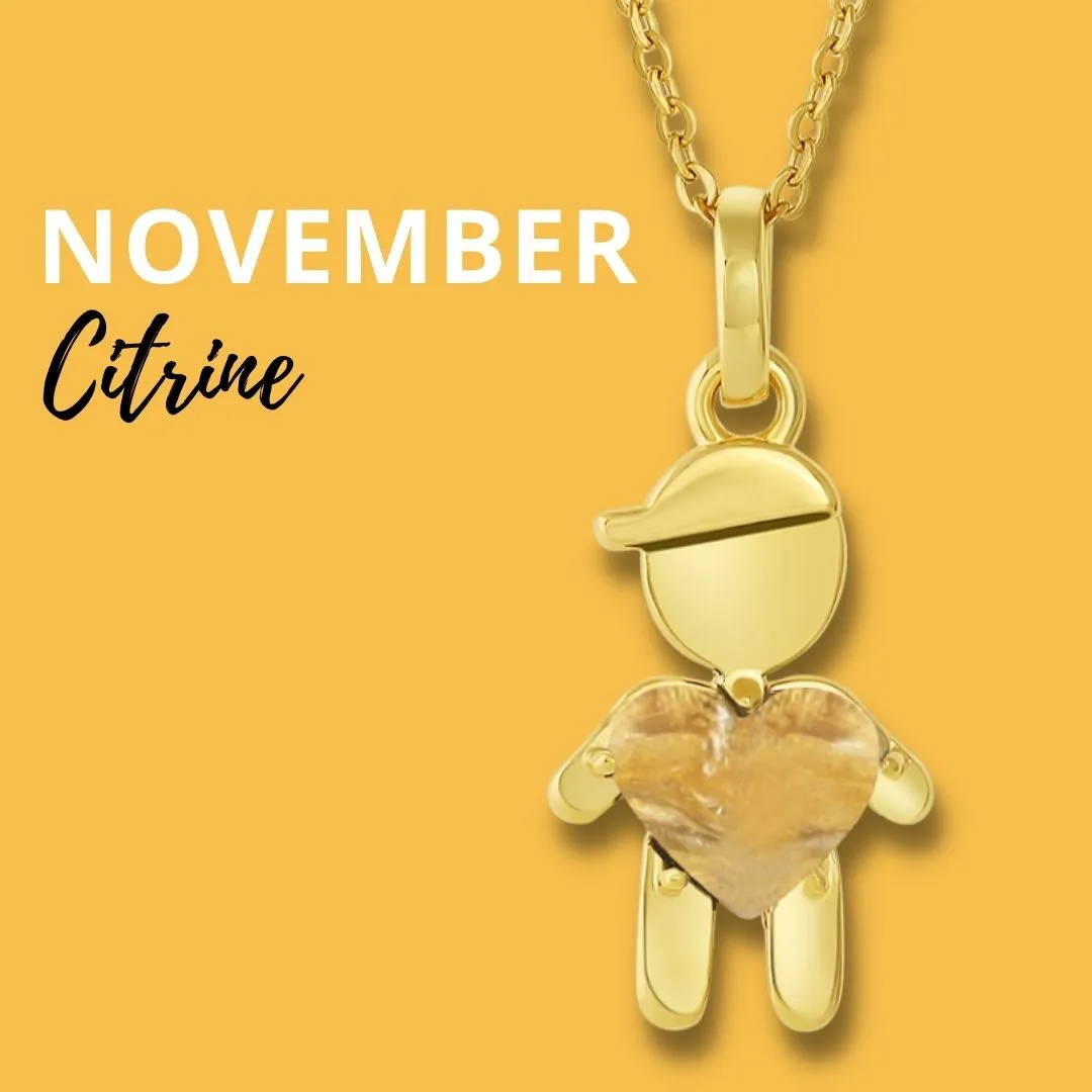 NOVEMBER Birthstone Gold Boy Necklace in Citrine