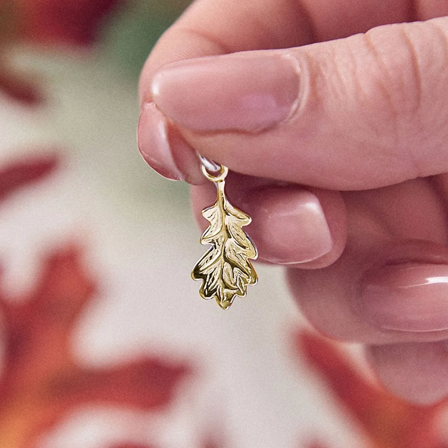 Oak Leaf Solid Gold Charm