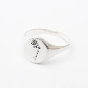 October Birth Flower Signet Ring