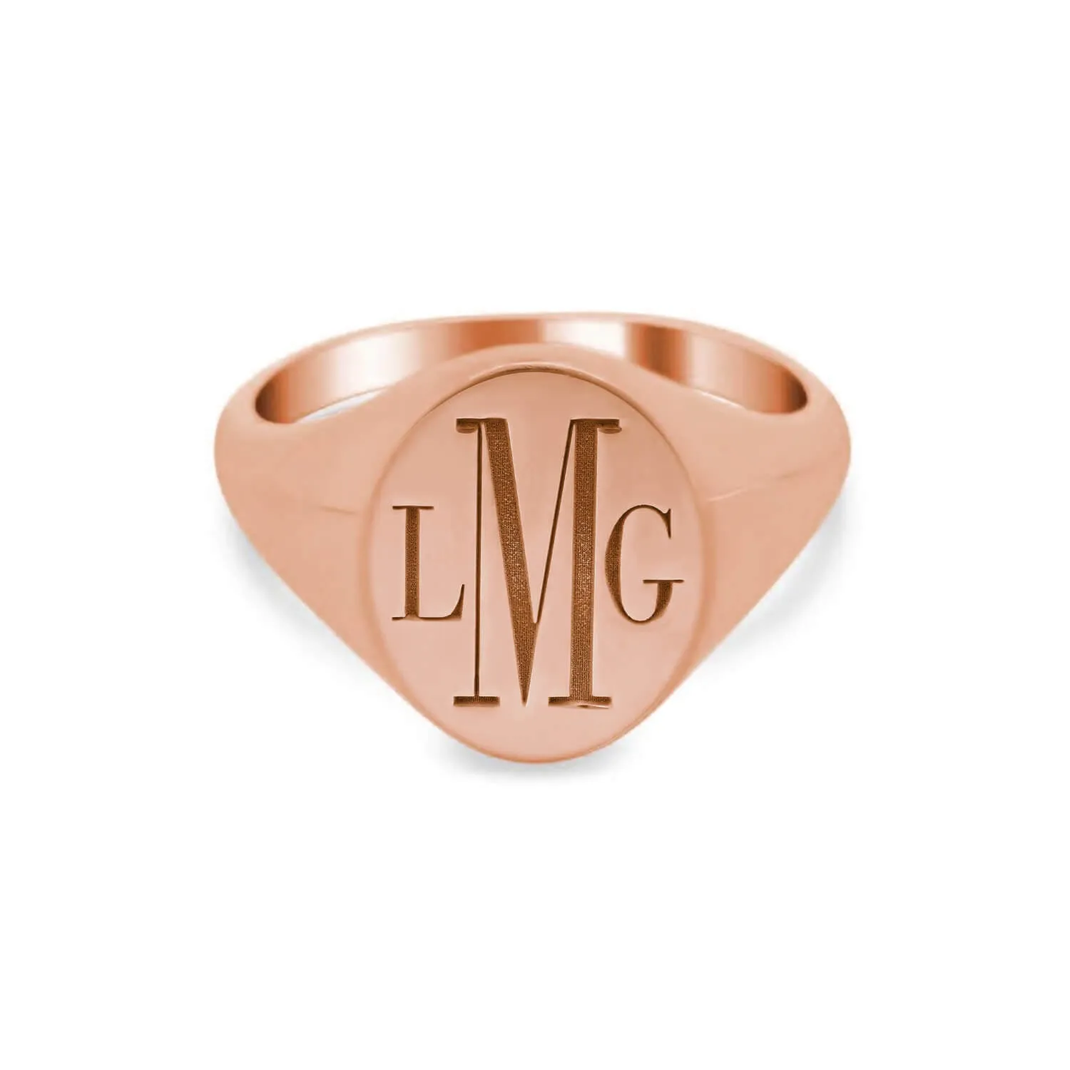 Oval Bodoni Three Letter Monogram Women's Signet Ring