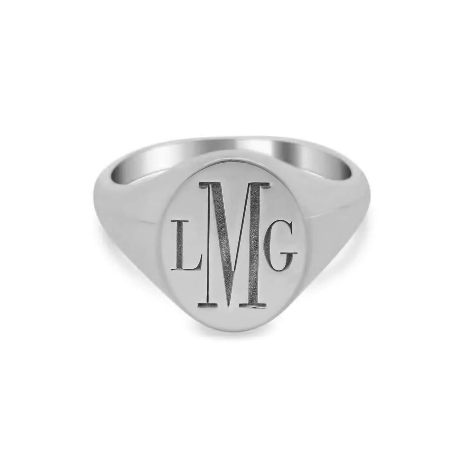 Oval Bodoni Three Letter Monogram Women's Signet Ring