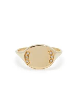 Oval Signet Ring in Gold with Diamonds