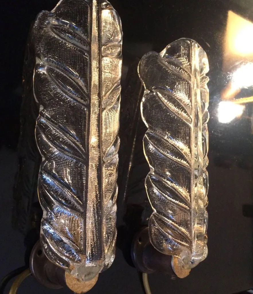 PAIR OF BAROVIER AND TOSO FEATHER WALL SCONCES