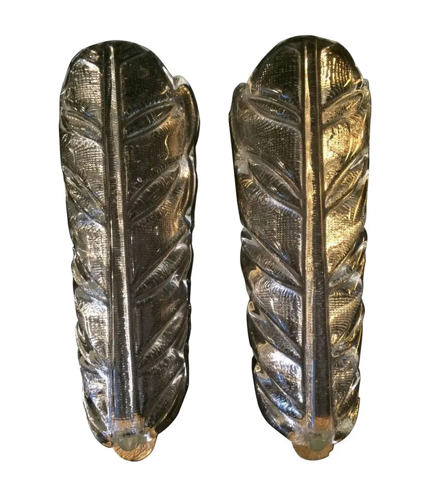 PAIR OF BAROVIER AND TOSO FEATHER WALL SCONCES