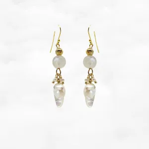 Pearl Feather Moonstone Earrings