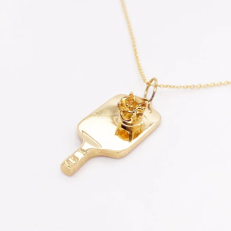 Pickleball Paddle with Citrine Necklace