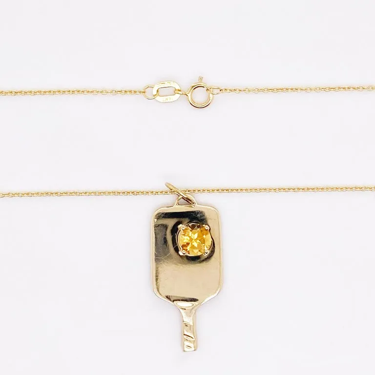 Pickleball Paddle with Citrine Necklace