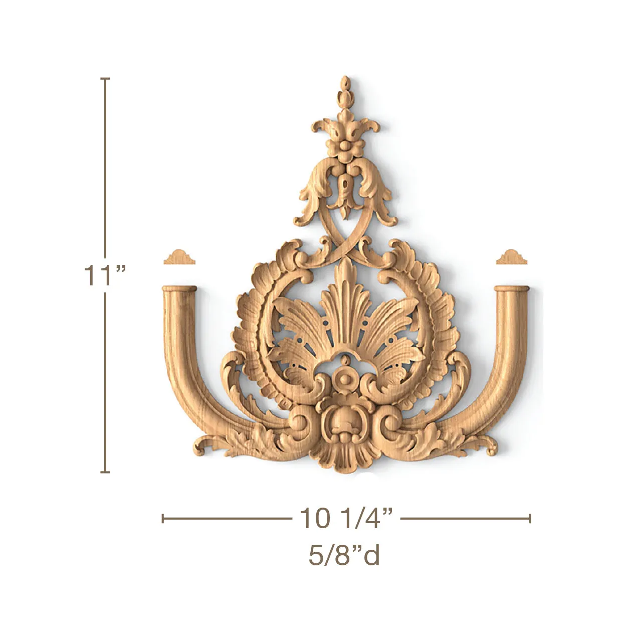 Plume Filigree with Scrolls, 10 1/4"h x 18 1/2"w x 5/8"d, Top and Bottom, SPECIAL ORDER ITEM: 3-6 Weeks