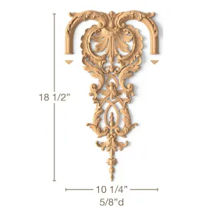 Plume Filigree with Scrolls, 10 1/4"h x 18 1/2"w x 5/8"d, Top and Bottom, SPECIAL ORDER ITEM: 3-6 Weeks