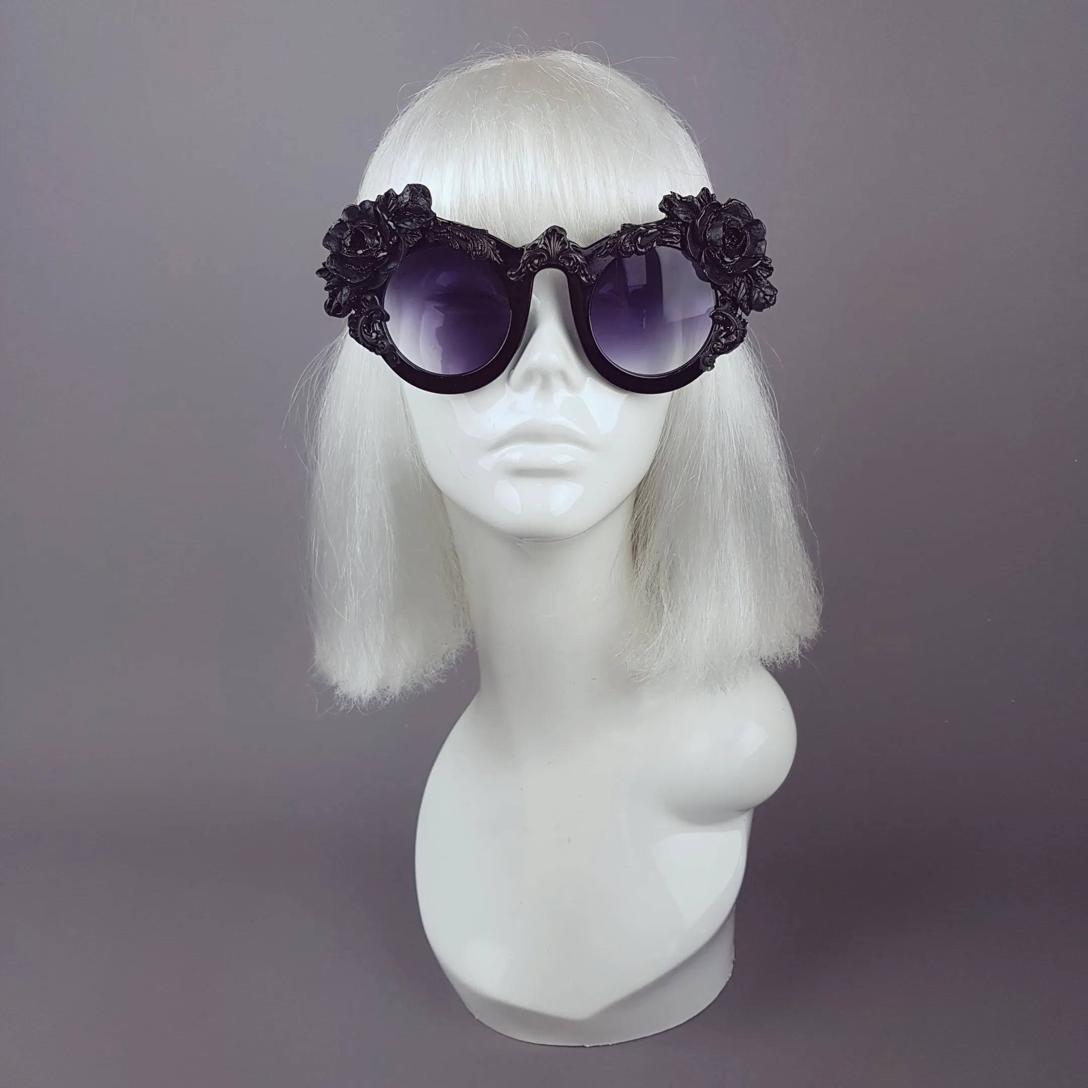 "Amaris" Black Rose Filigree Ornate Sunglasses