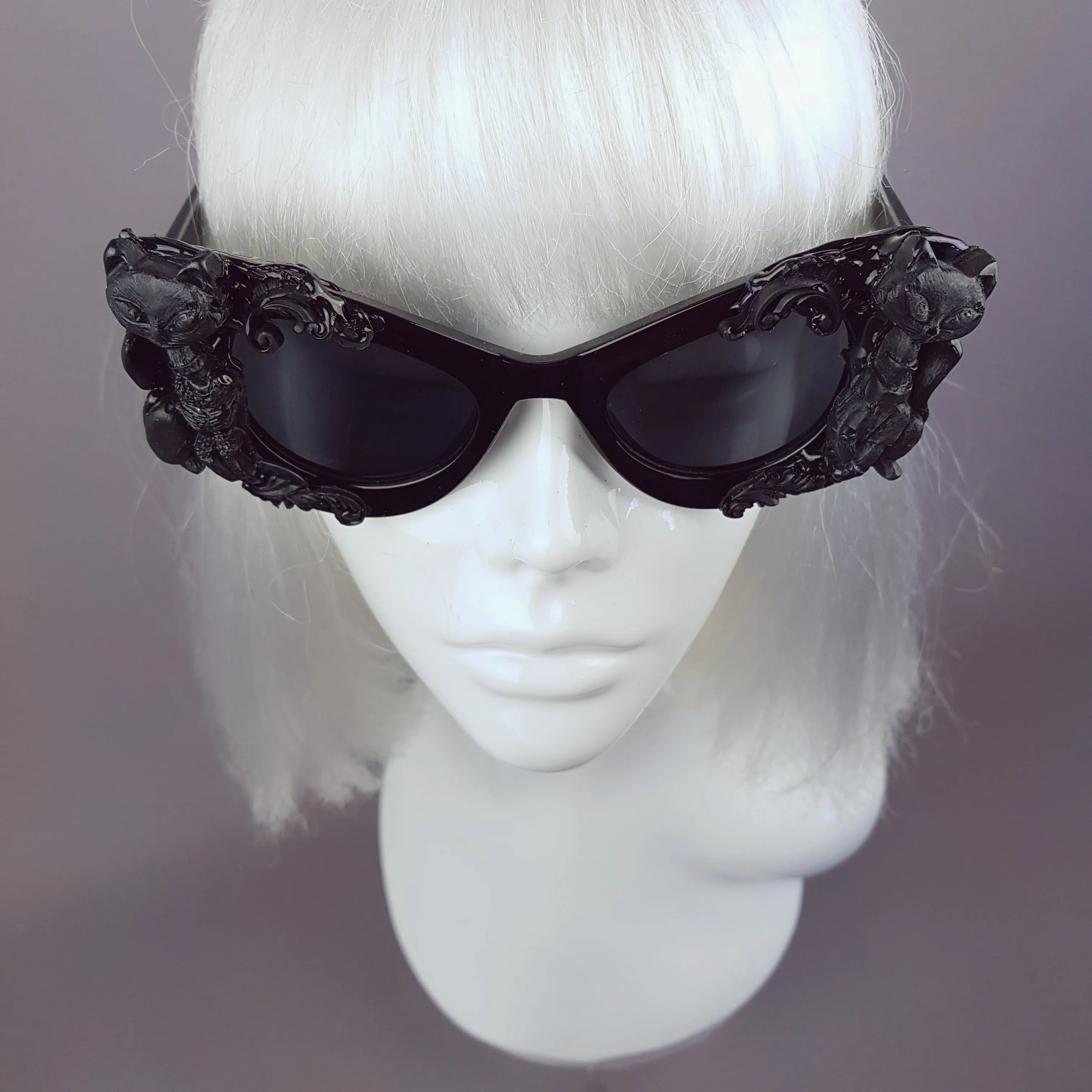 "Bakeneko" Black Cat Filigree Sunglasses