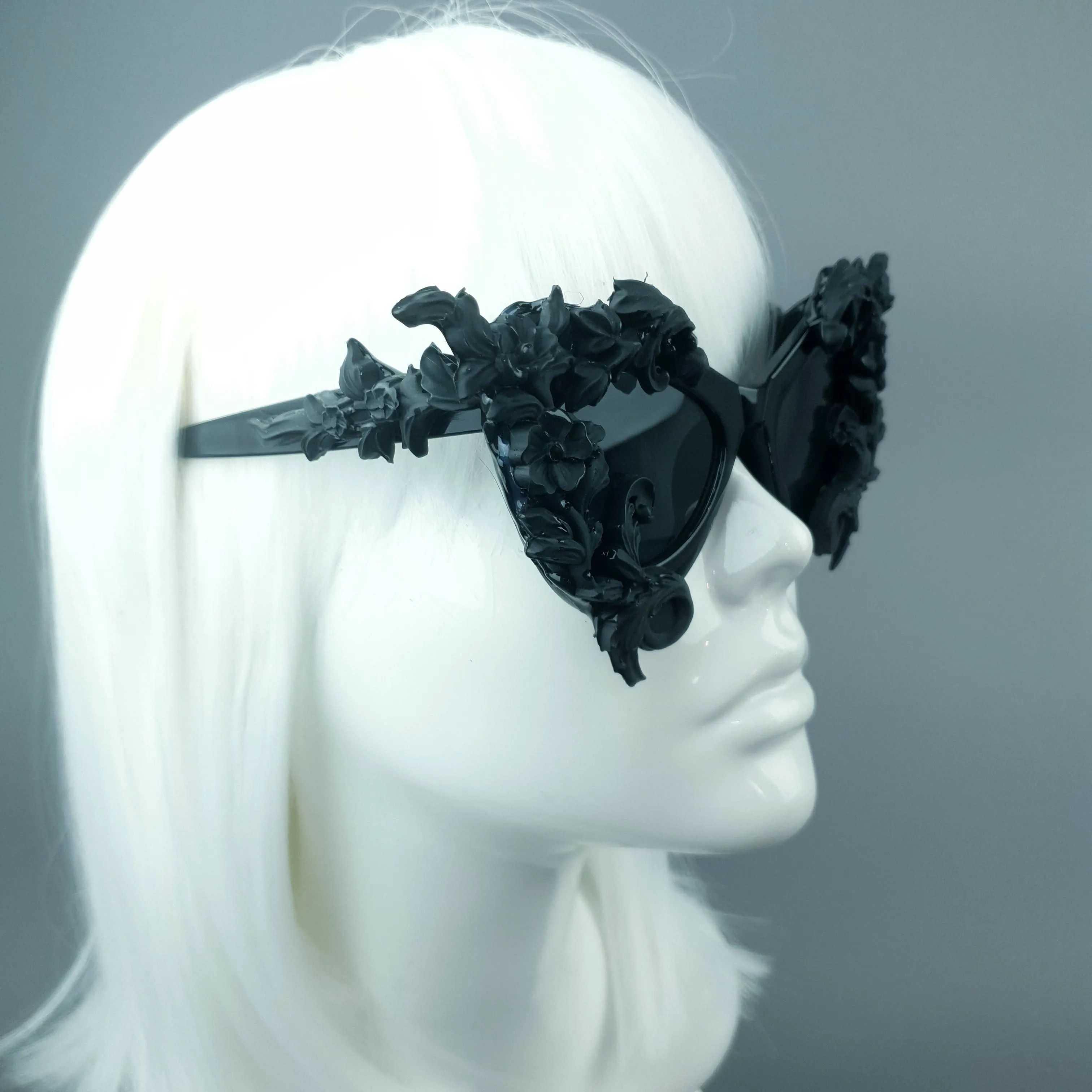 "Neith" Black Cat Eye Filigree Sunglasses