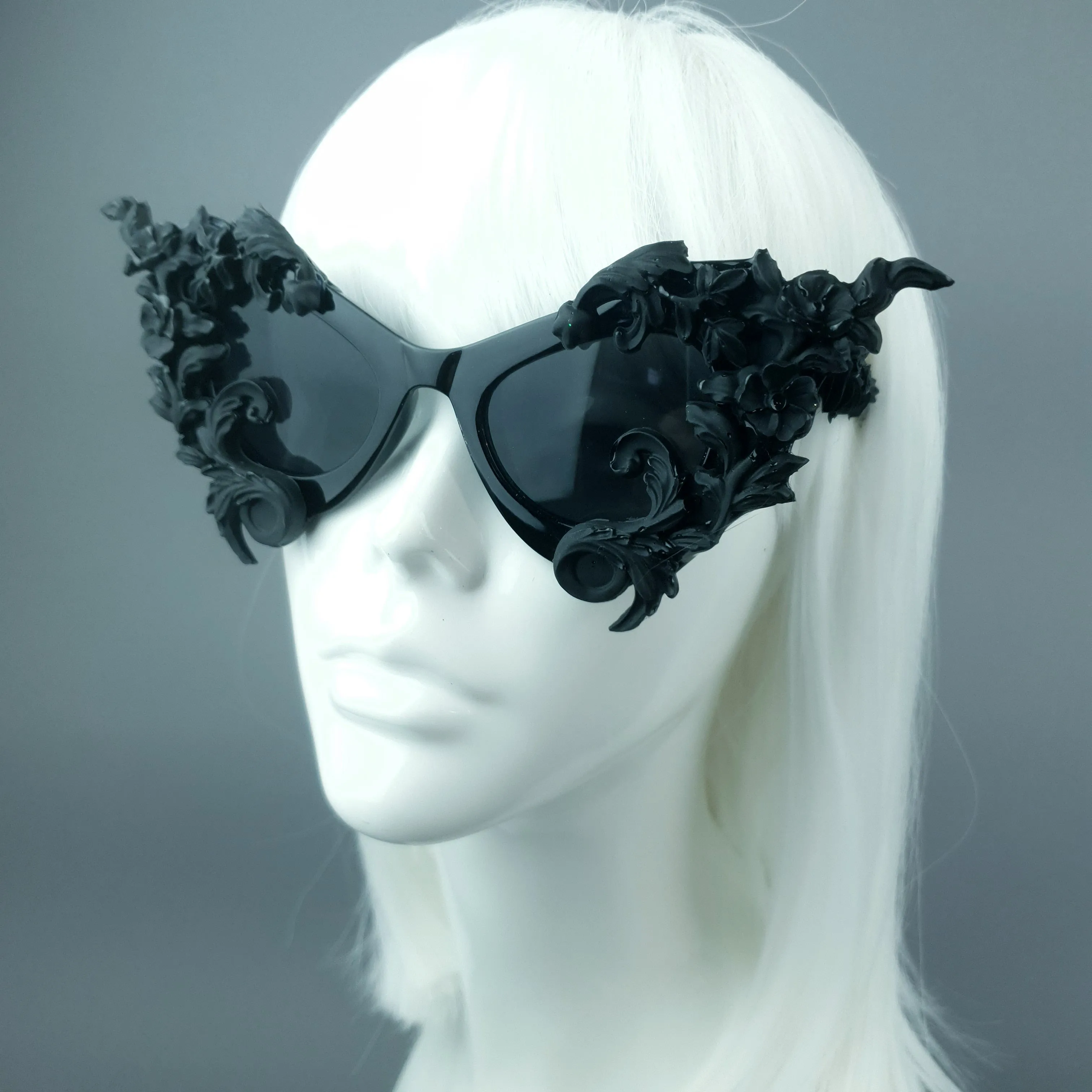 "Neith" Black Cat Eye Filigree Sunglasses