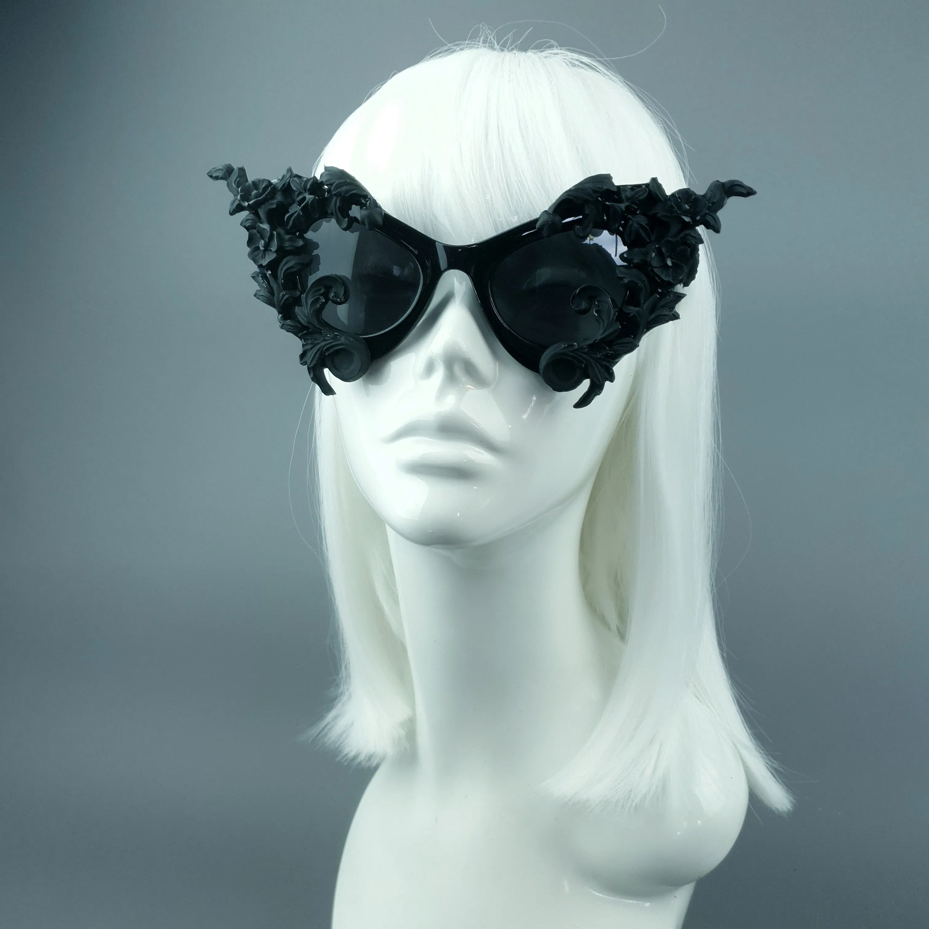 "Neith" Black Cat Eye Filigree Sunglasses