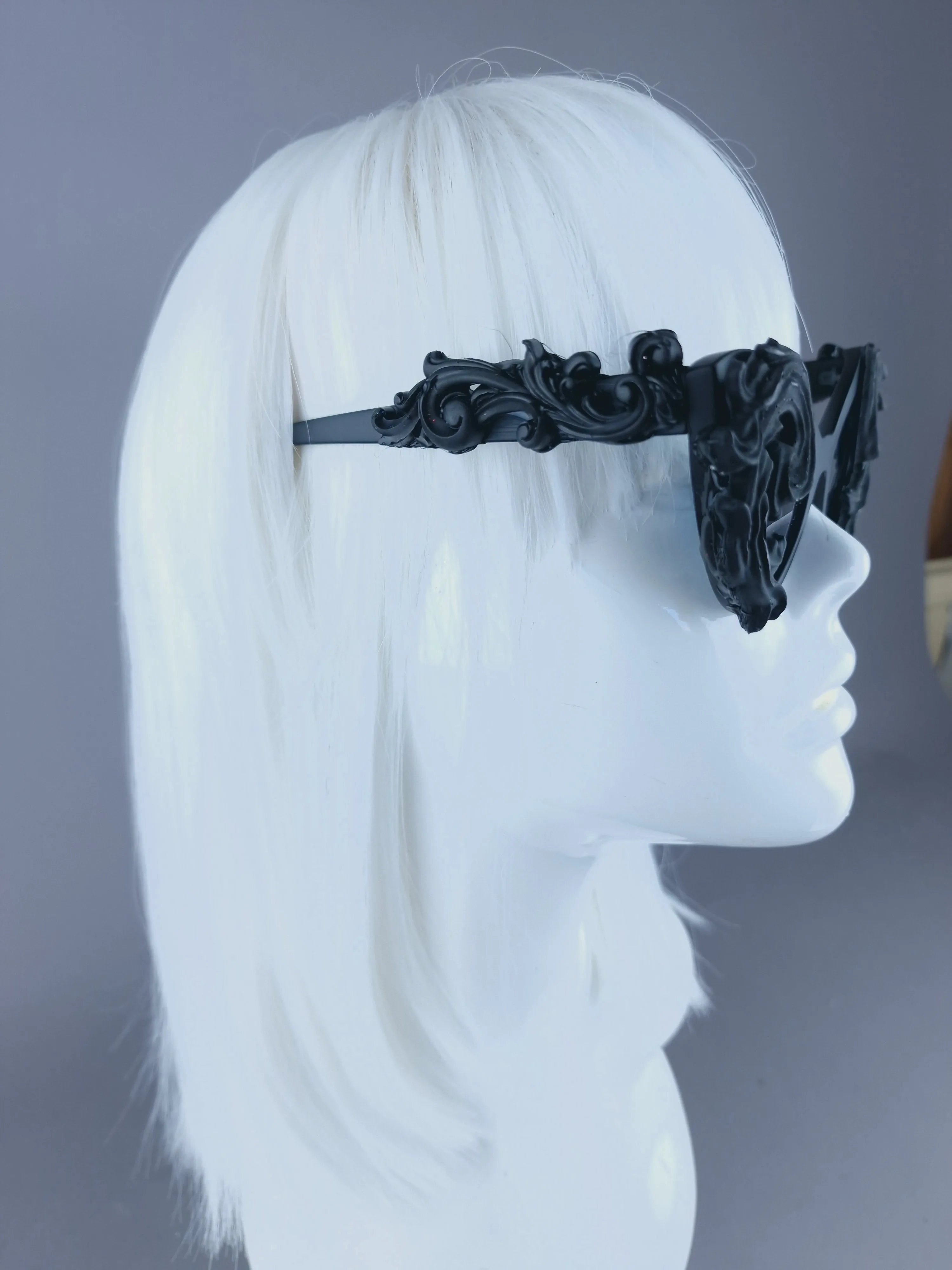 "Oriens" Black Filigree Ornate Cateye Sunglasses