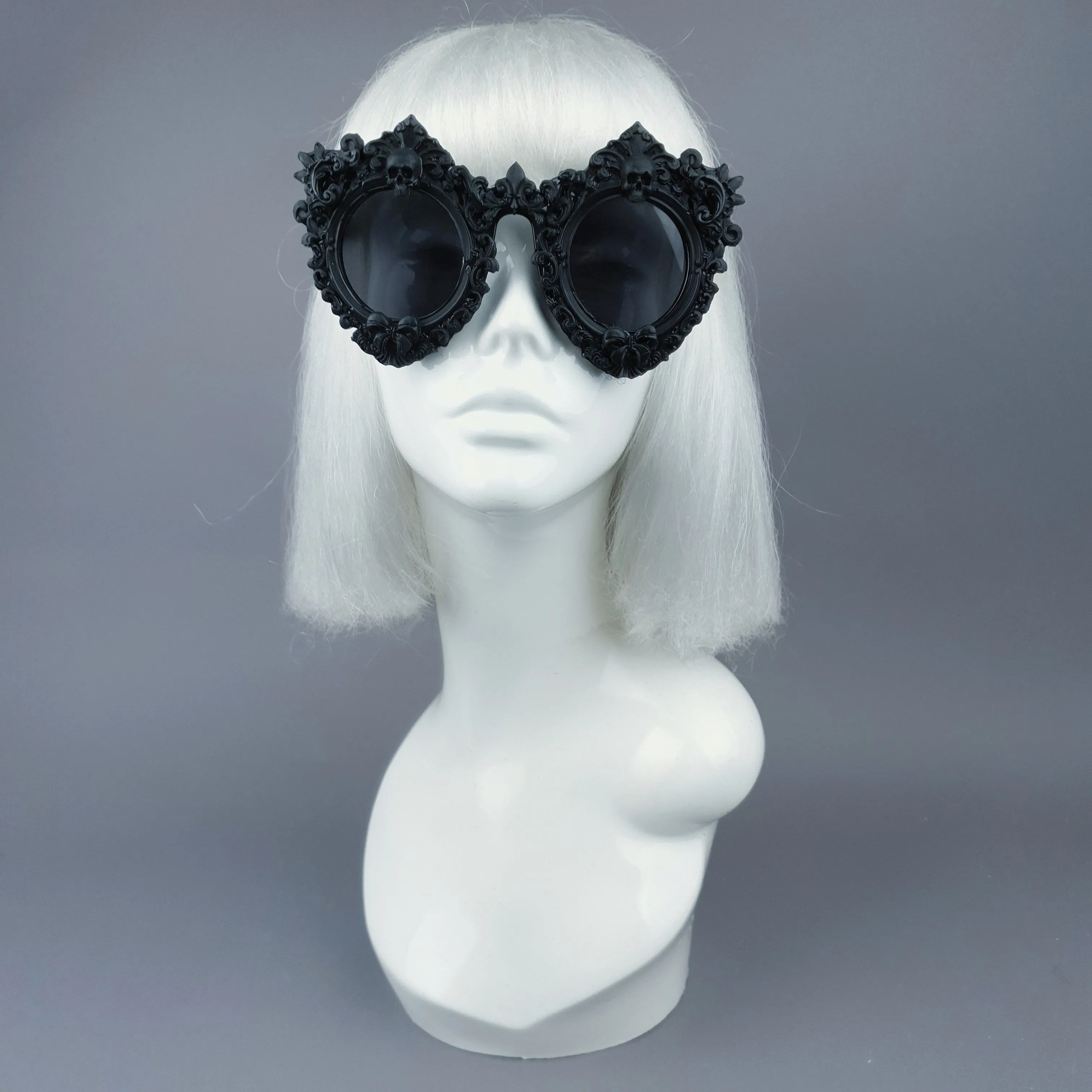 "Periwinkle" Black Filigree & Skull Sunglasses