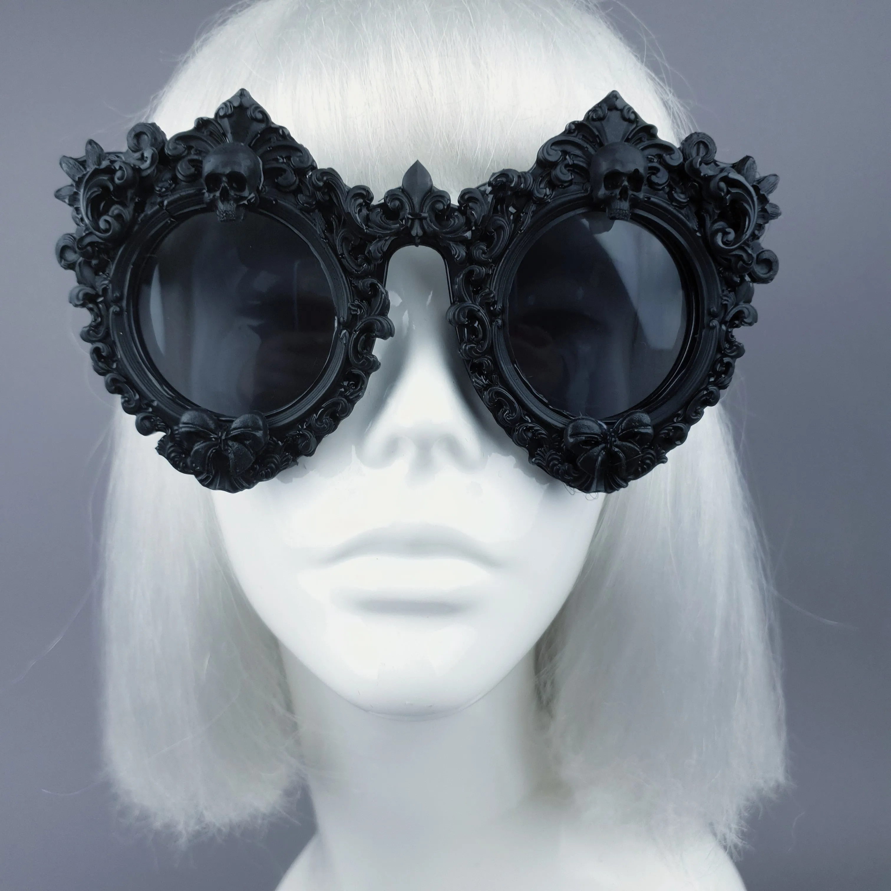 "Periwinkle" Black Filigree & Skull Sunglasses