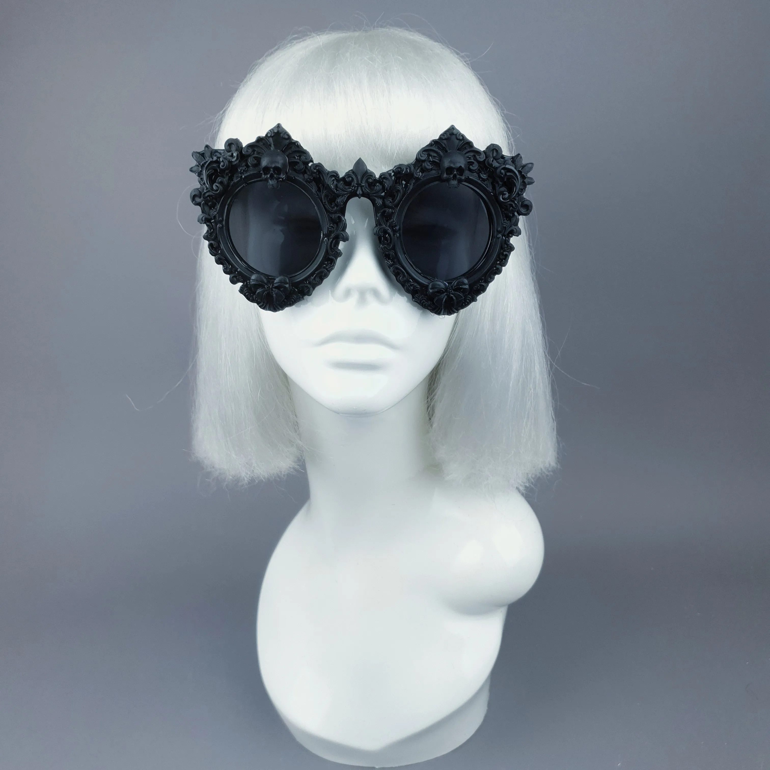 "Periwinkle" Black Filigree & Skull Sunglasses