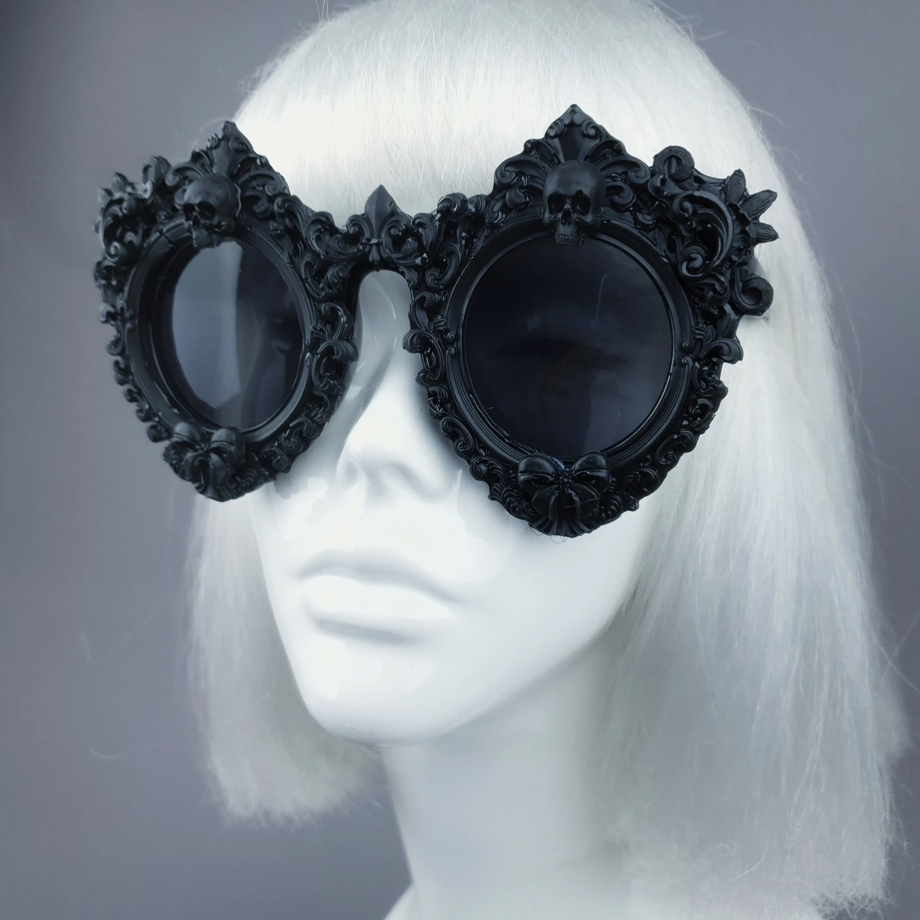 "Periwinkle" Black Filigree & Skull Sunglasses