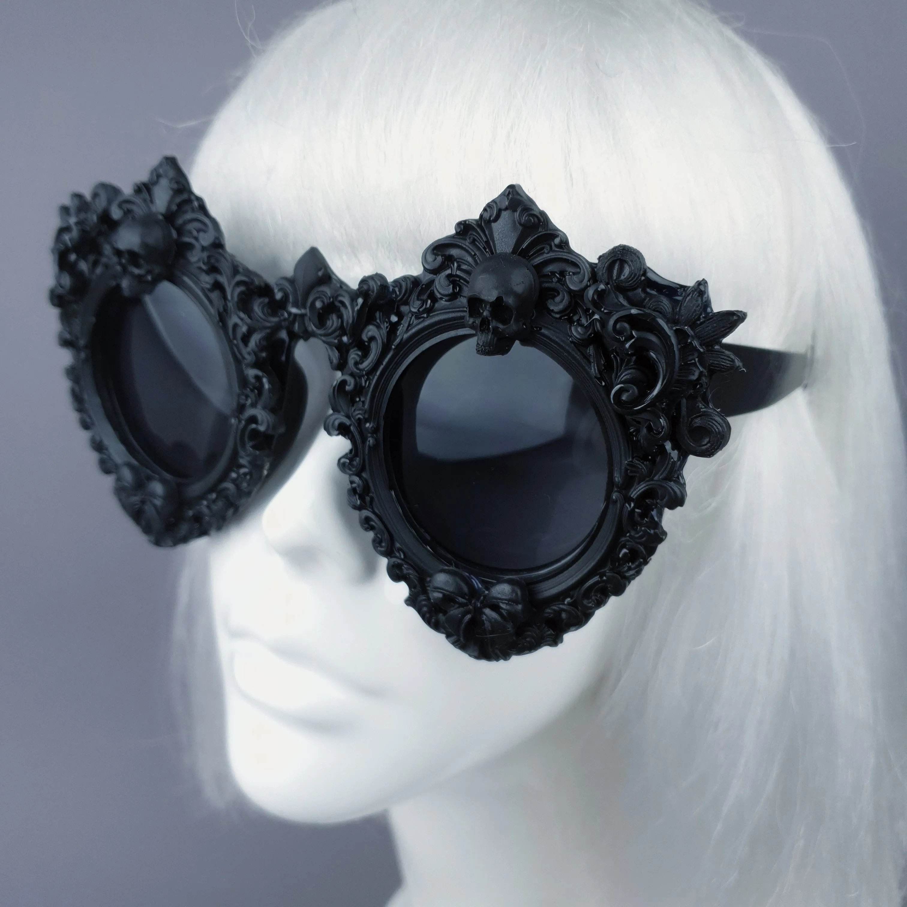 "Periwinkle" Black Filigree & Skull Sunglasses