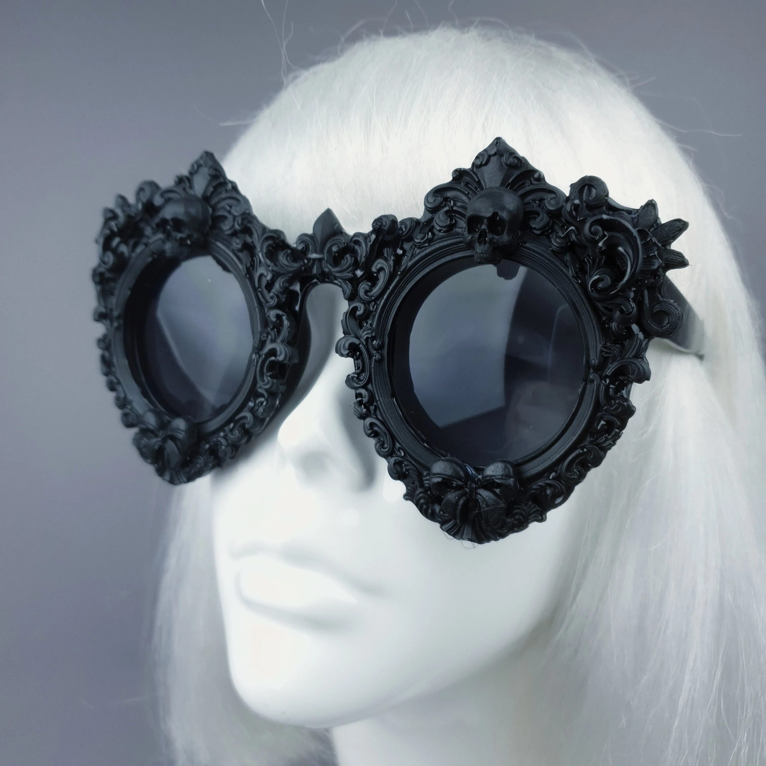 "Periwinkle" Black Filigree & Skull Sunglasses