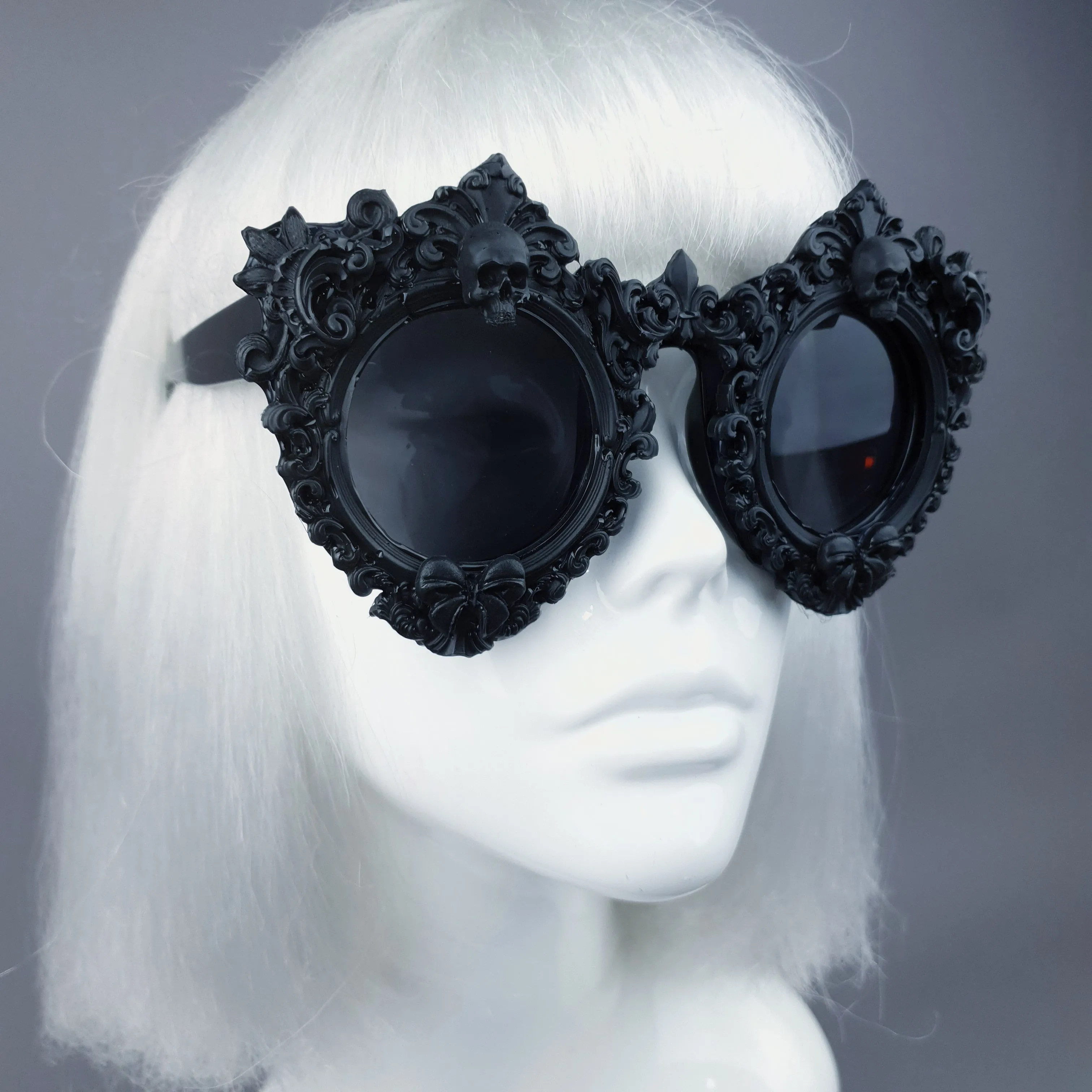 "Periwinkle" Black Filigree & Skull Sunglasses