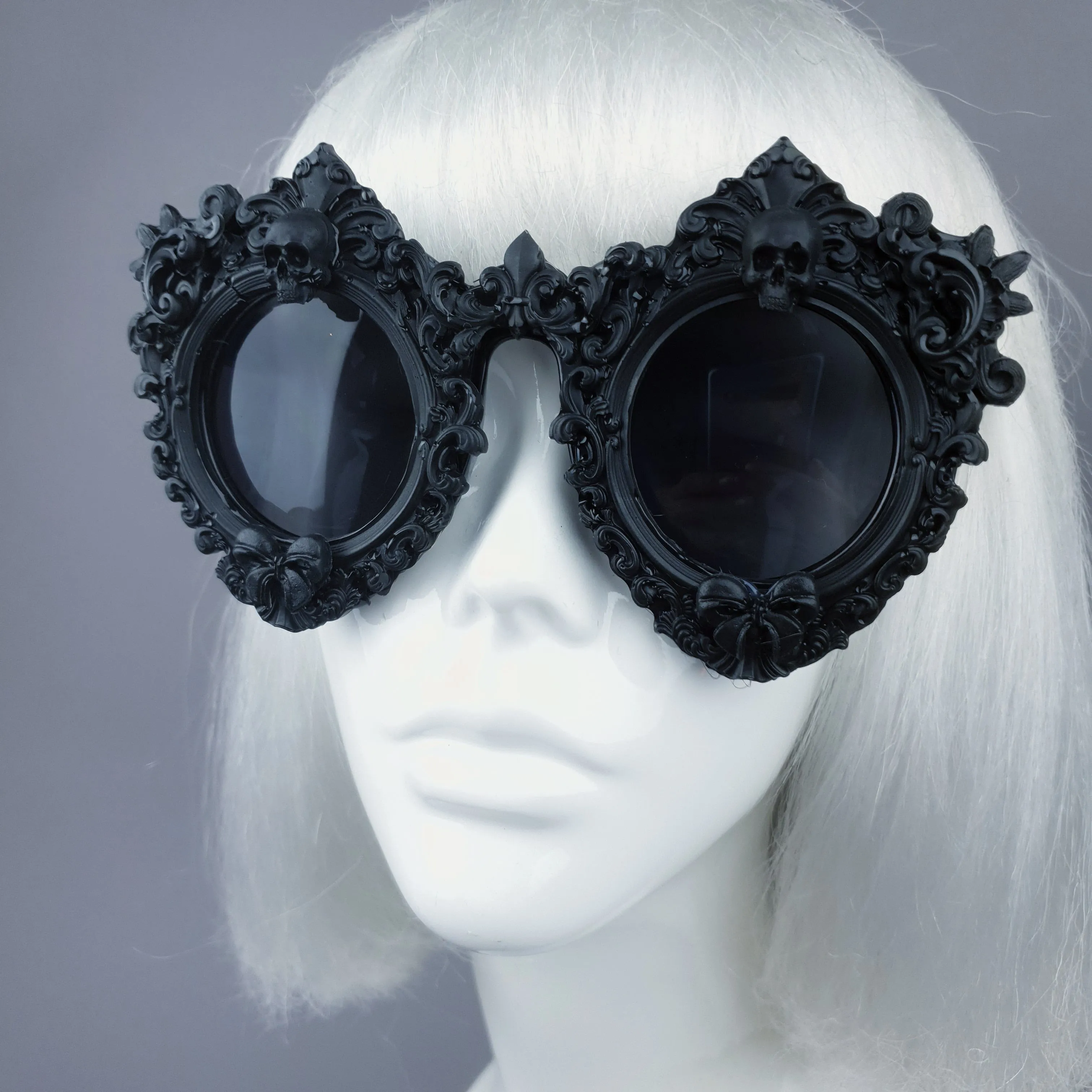 "Periwinkle" Black Filigree & Skull Sunglasses