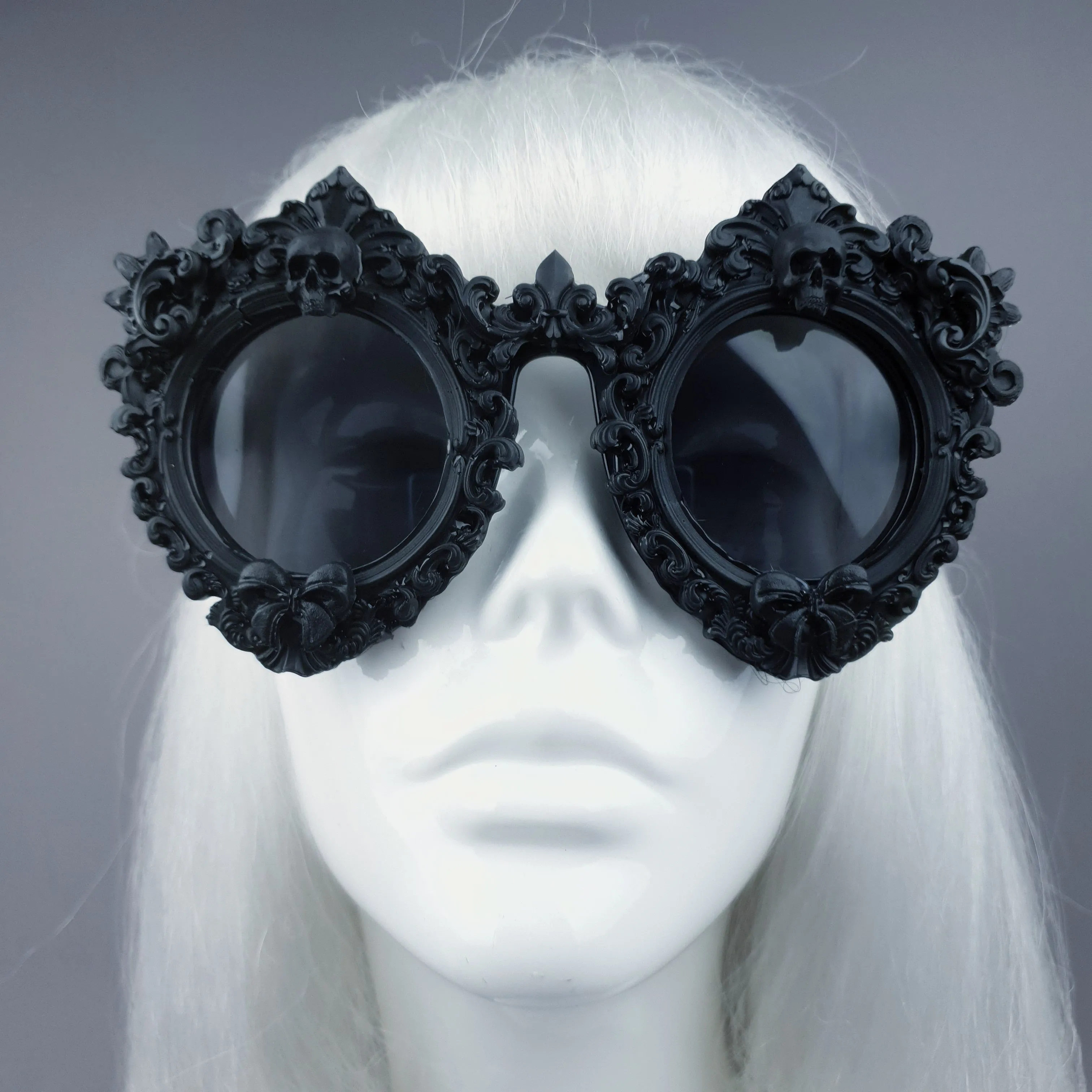 "Periwinkle" Black Filigree & Skull Sunglasses