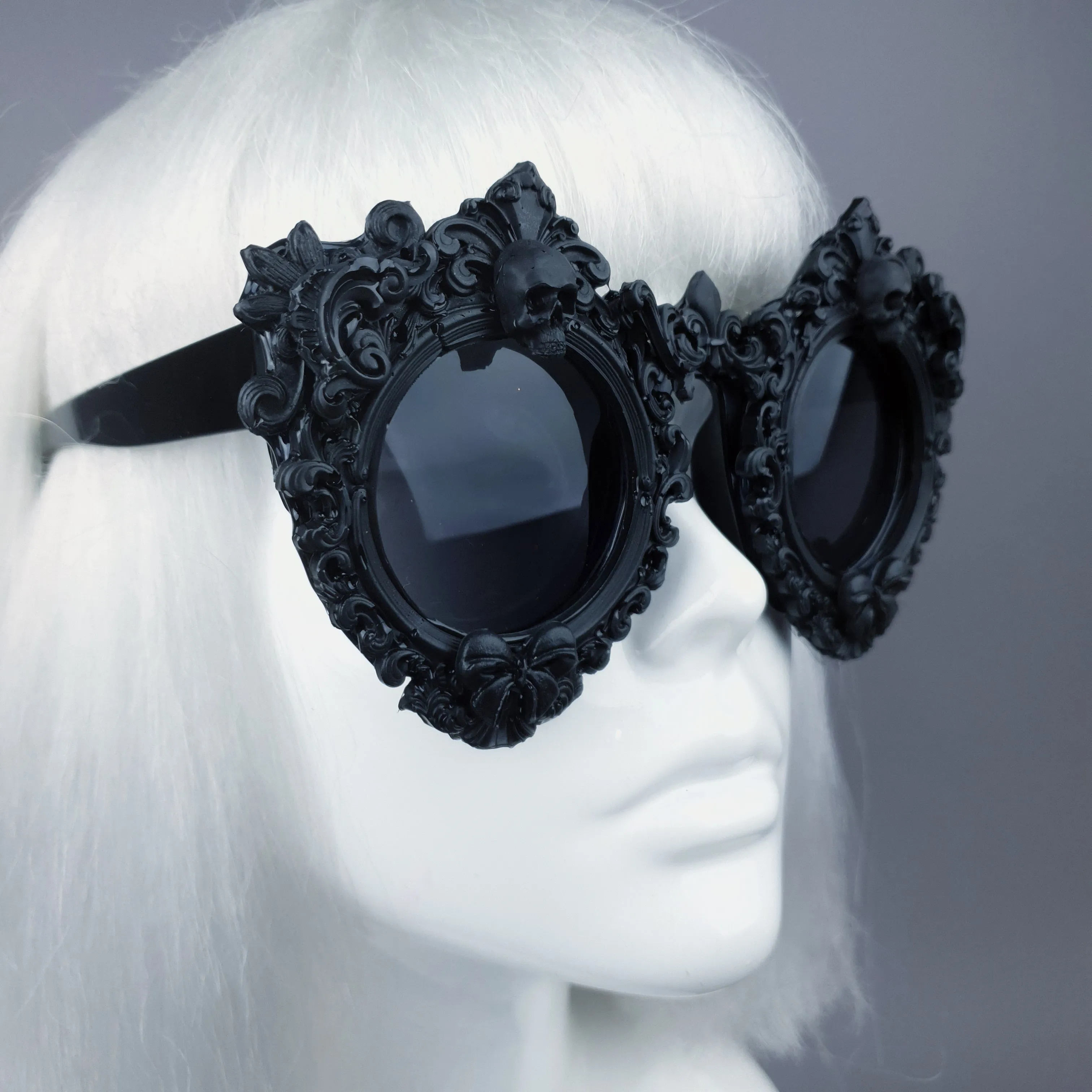 "Periwinkle" Black Filigree & Skull Sunglasses