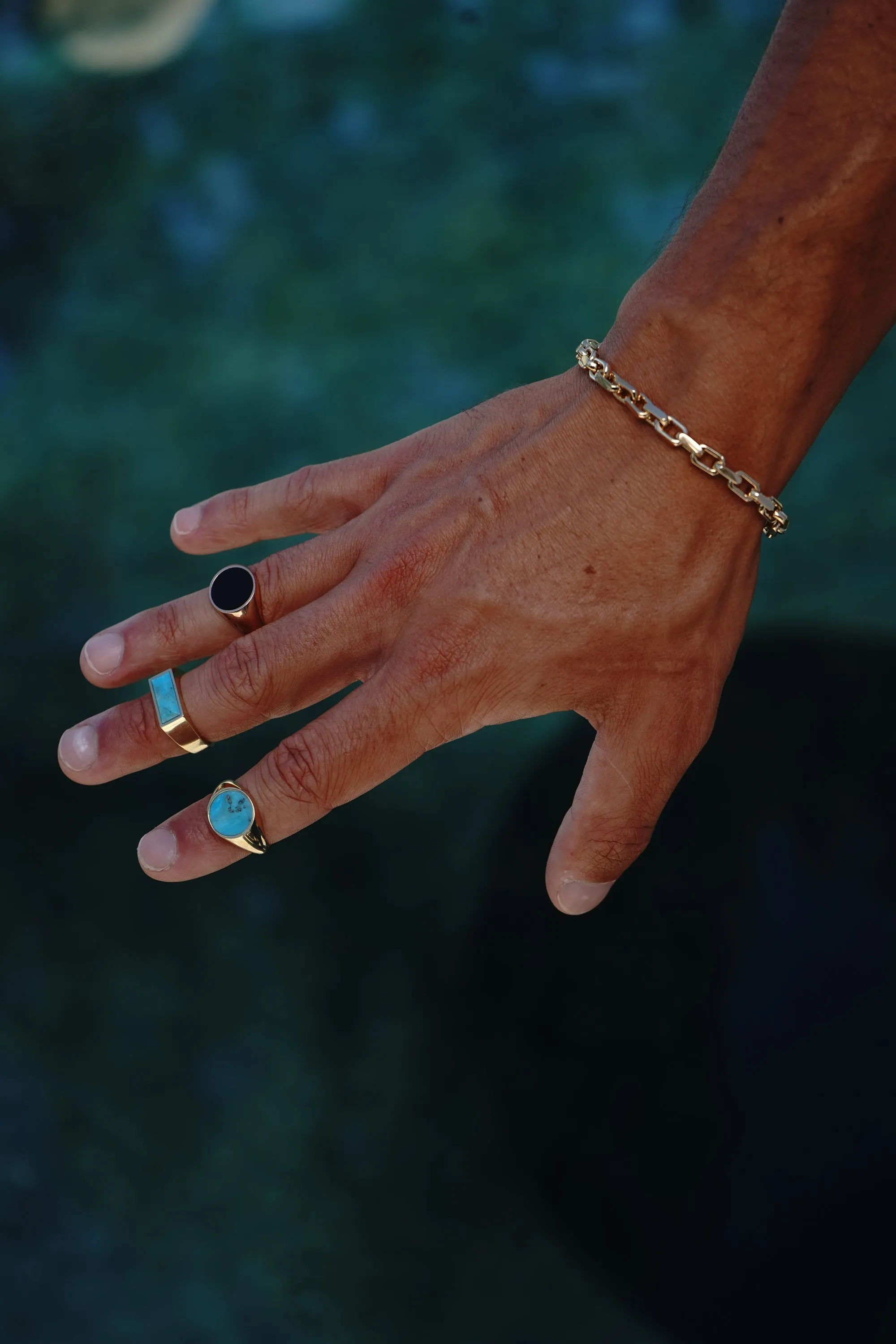 Rectangle Signet Ring with Turquoise