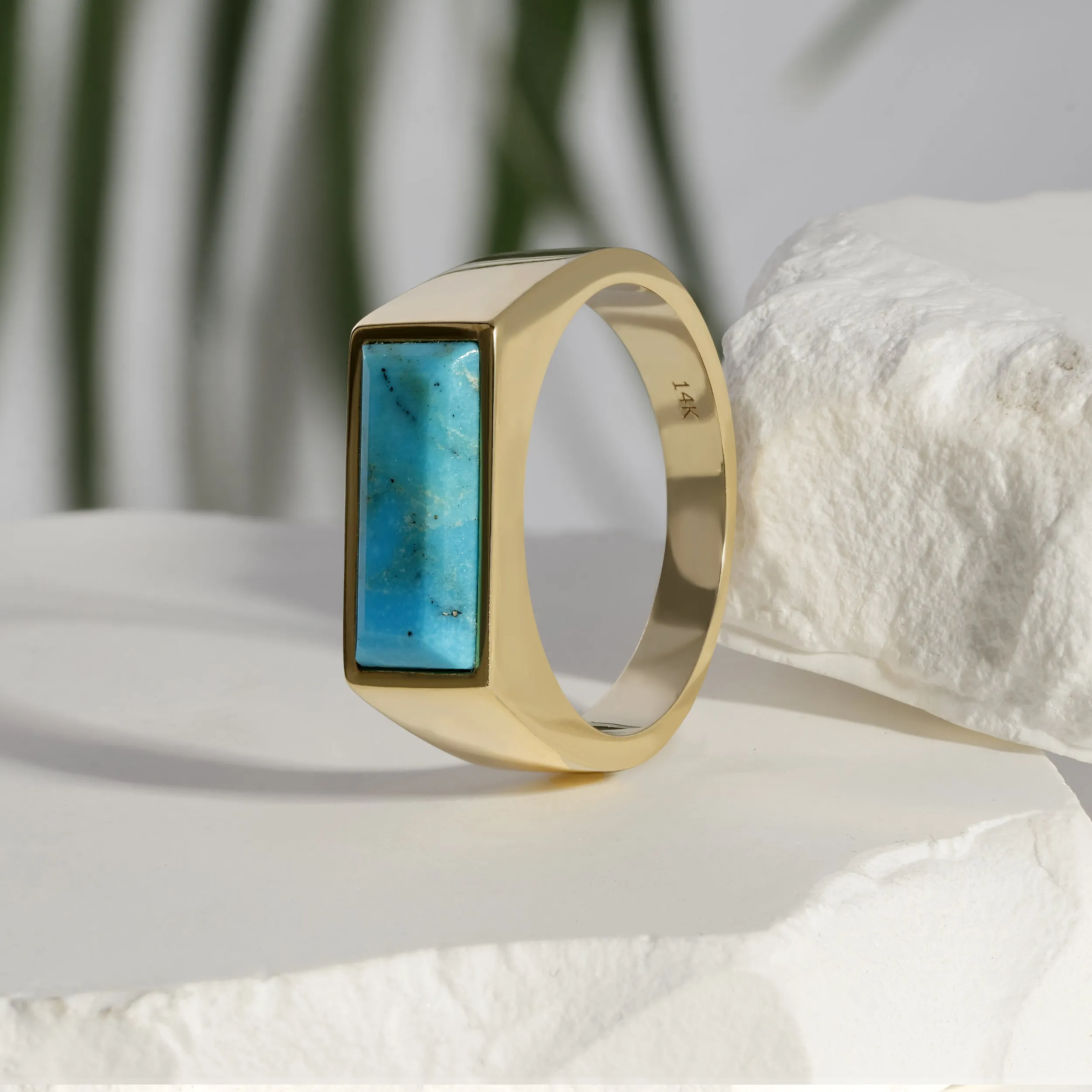 Rectangle Signet Ring with Turquoise