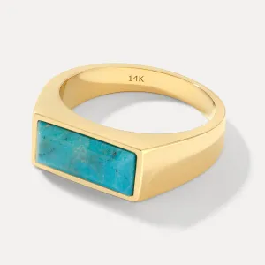 Rectangle Signet Ring with Turquoise