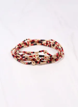 Seamus Beaded Bracelet Set RED BLACK