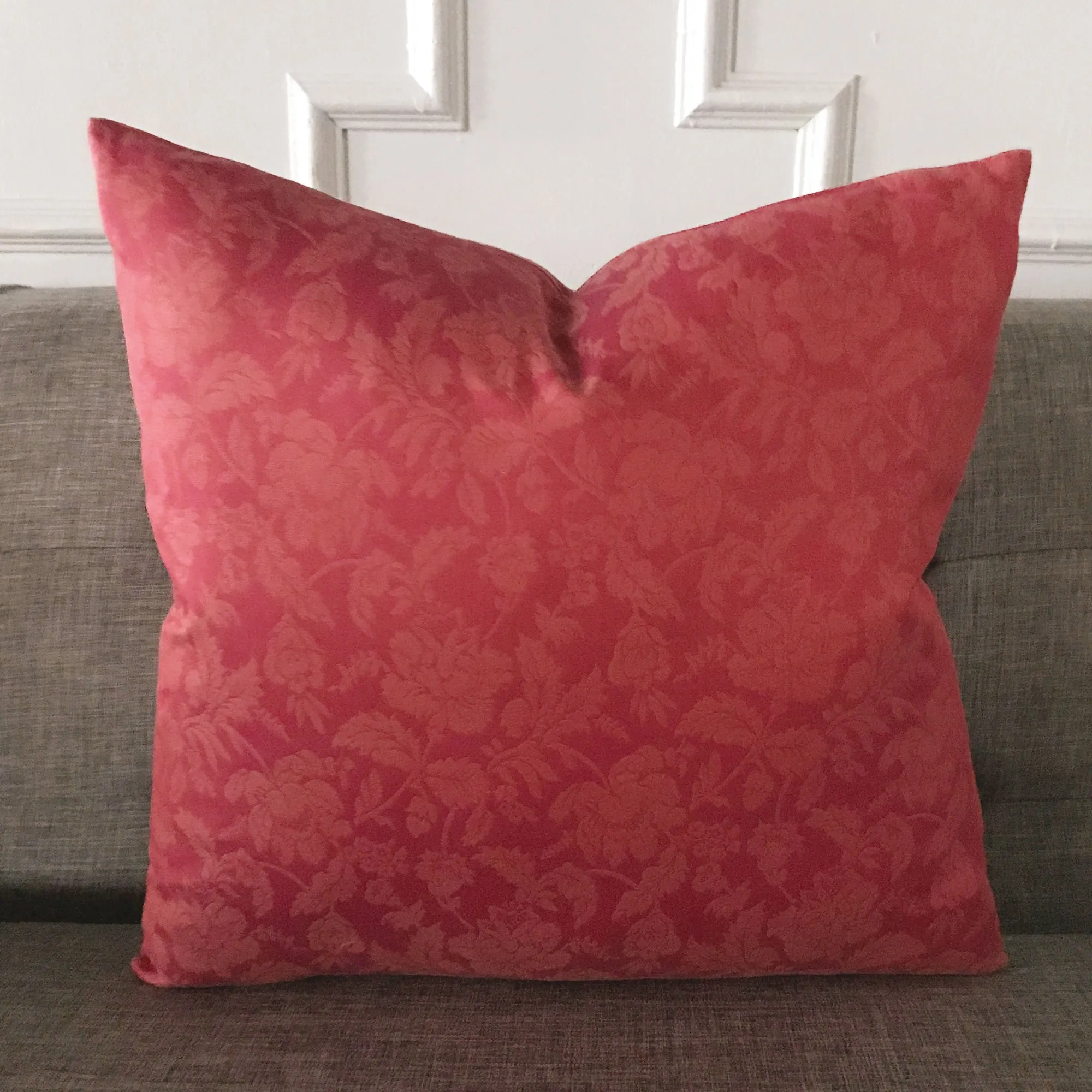 Silk Coral Floral Throw Pillow Cover 18x18