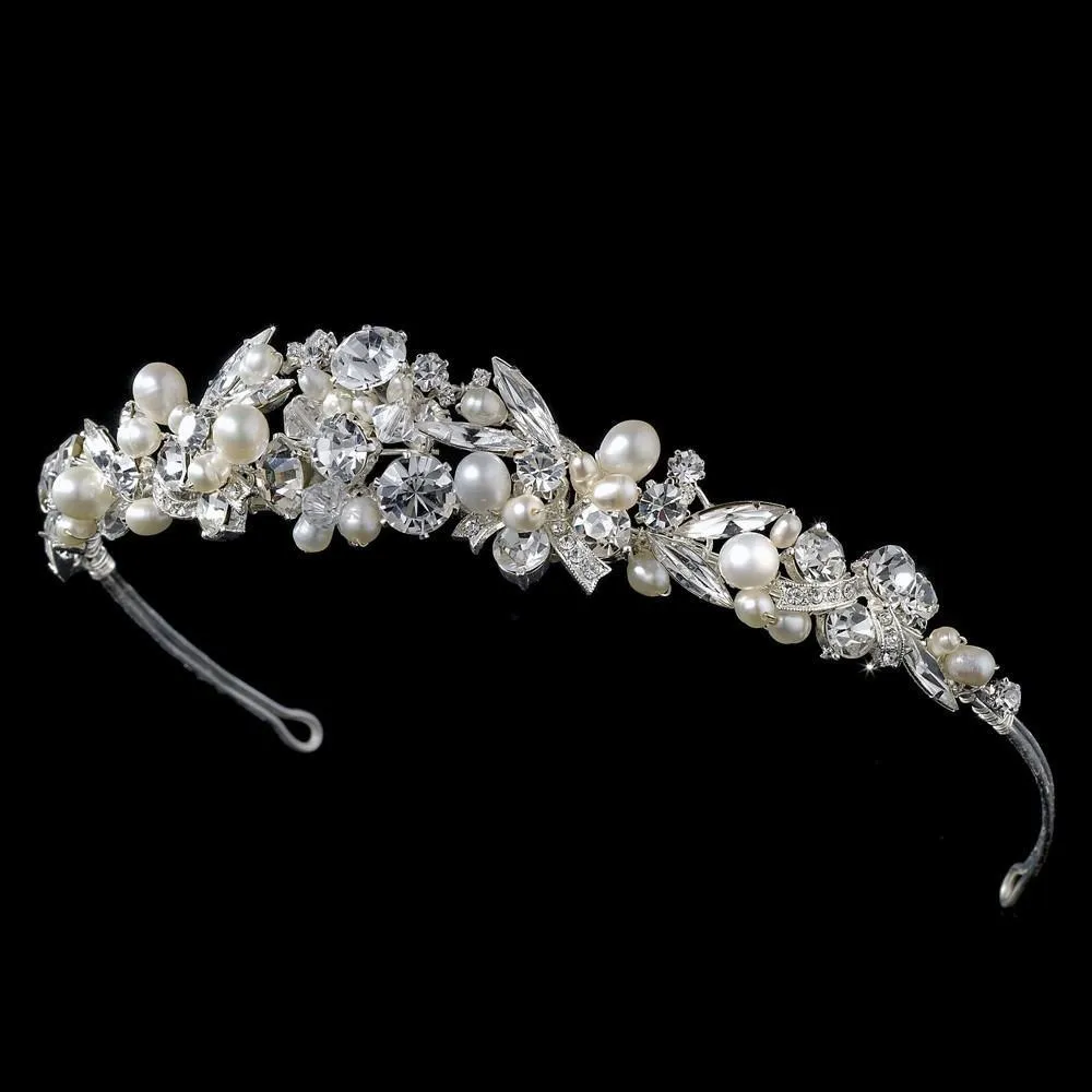 Silver and Ivory Pearl Bridal Tiara