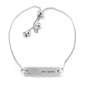 Silver Free Spirit Adjustable Bar Bracelet