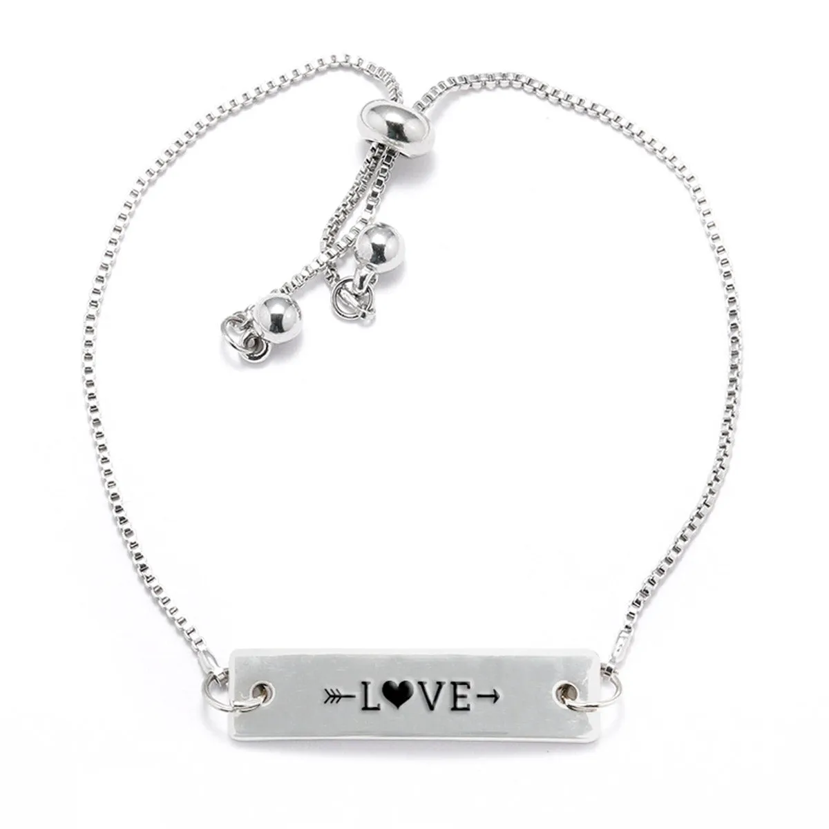 Silver LOVE Adjustable Bar Bracelet