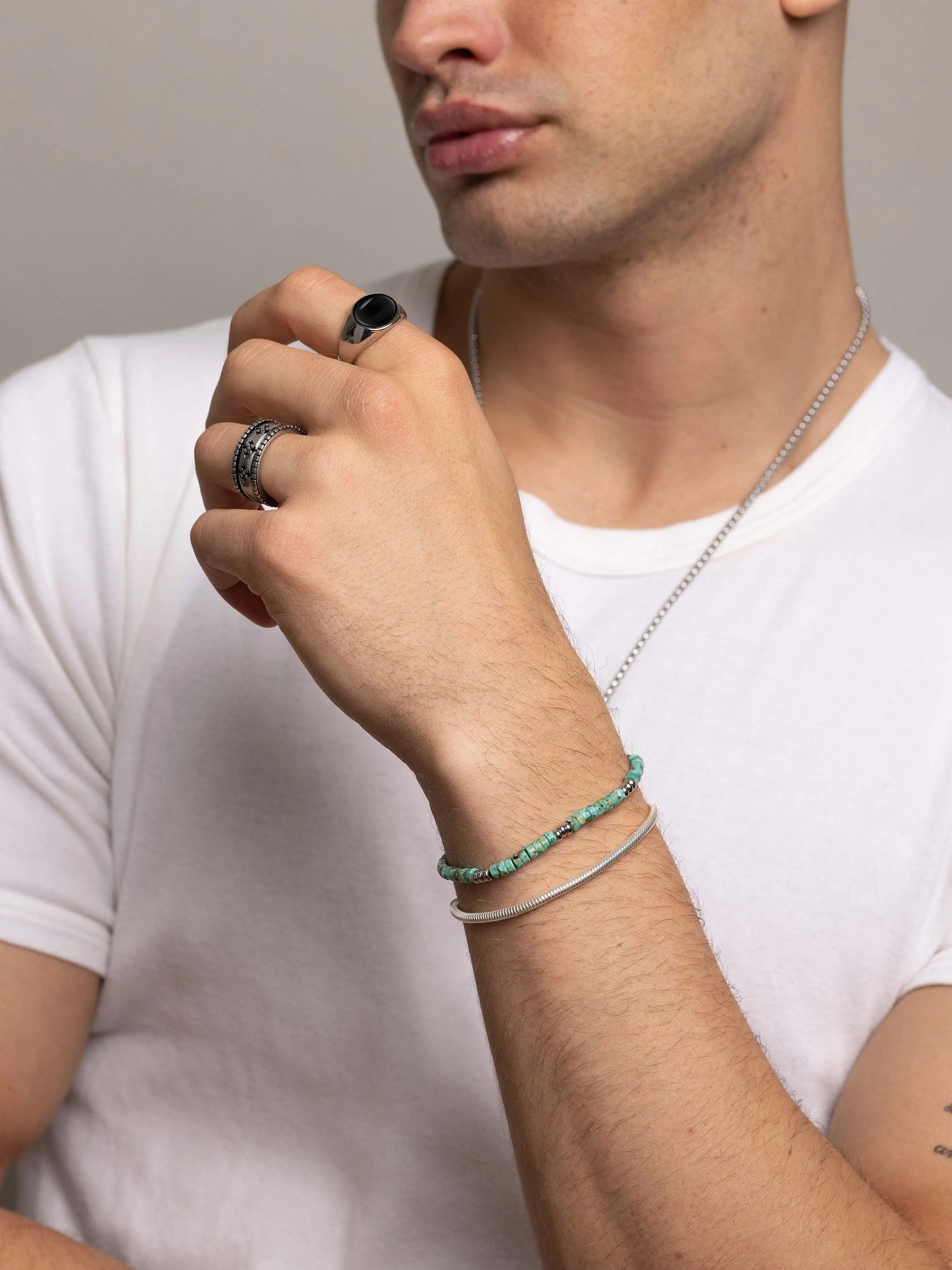 Silver Oval Signet Ring with Black Onyx