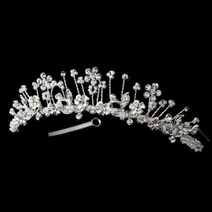 Silver Plated Cristal Flower Girl Tiara