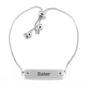 Silver Sister Adjustable Bar Bracelet