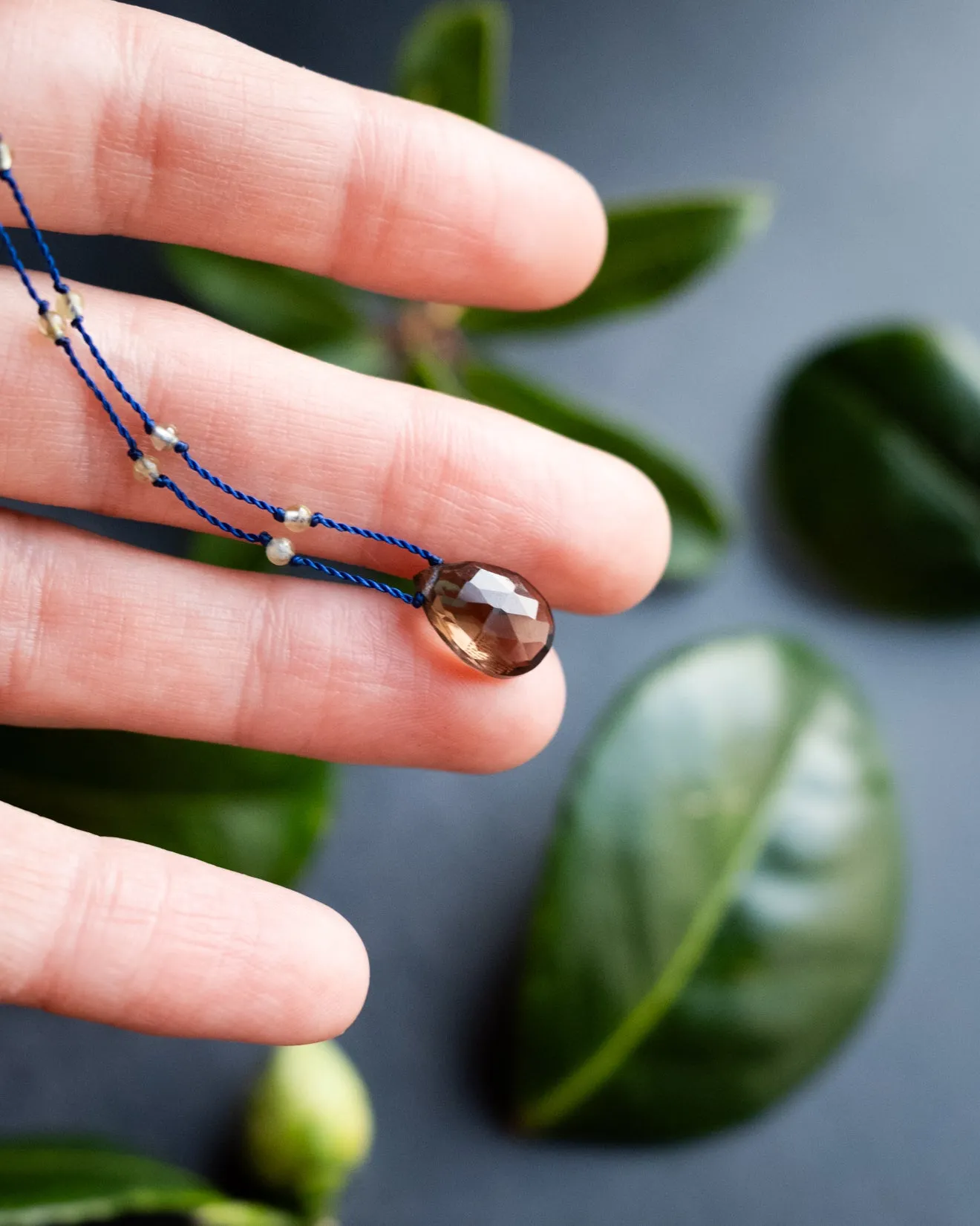 Smoky Quartz / Amethyst / Lapis Lazuli Gemstone Beaded Necklace