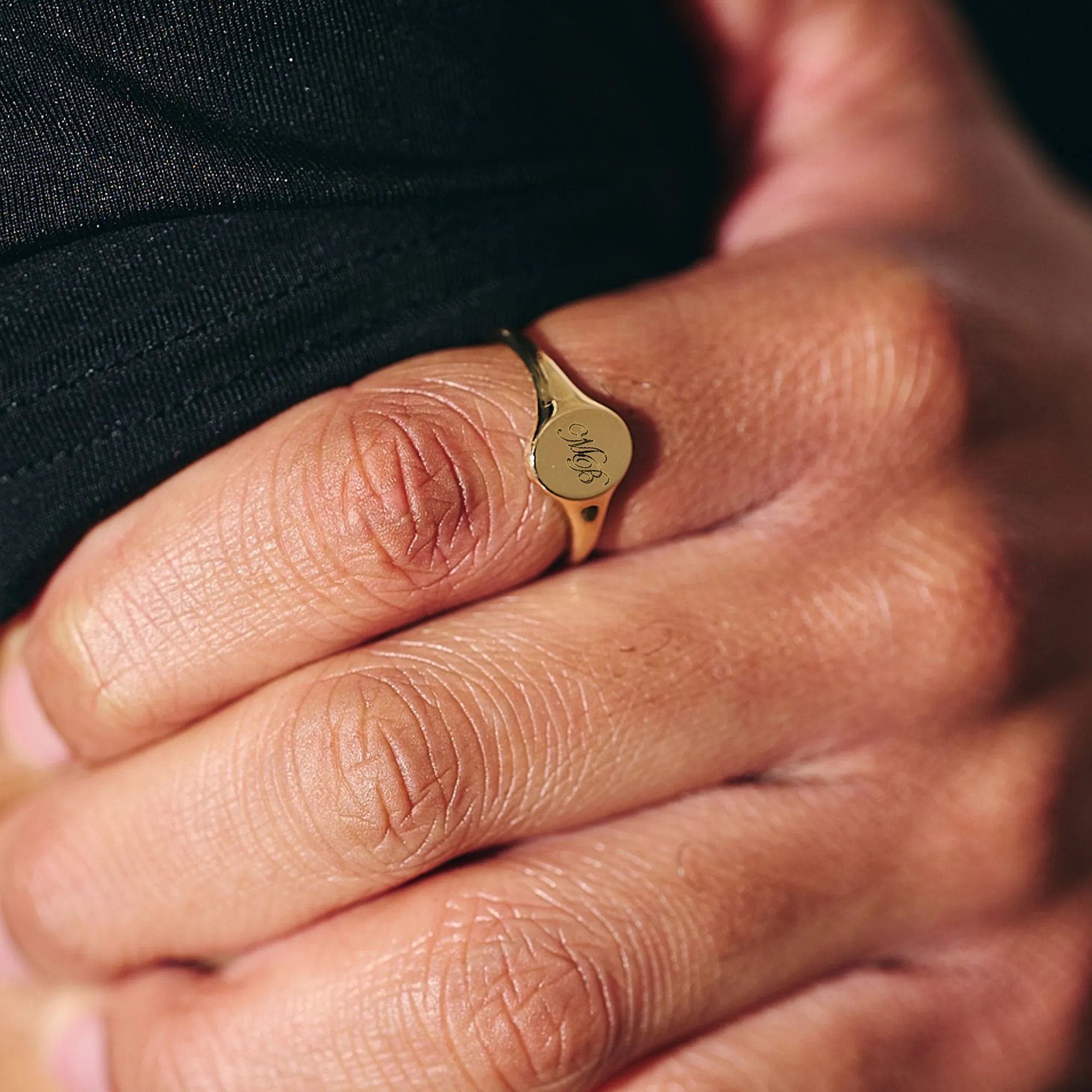 Solid Recycled Gold Small Oval Signet Ring