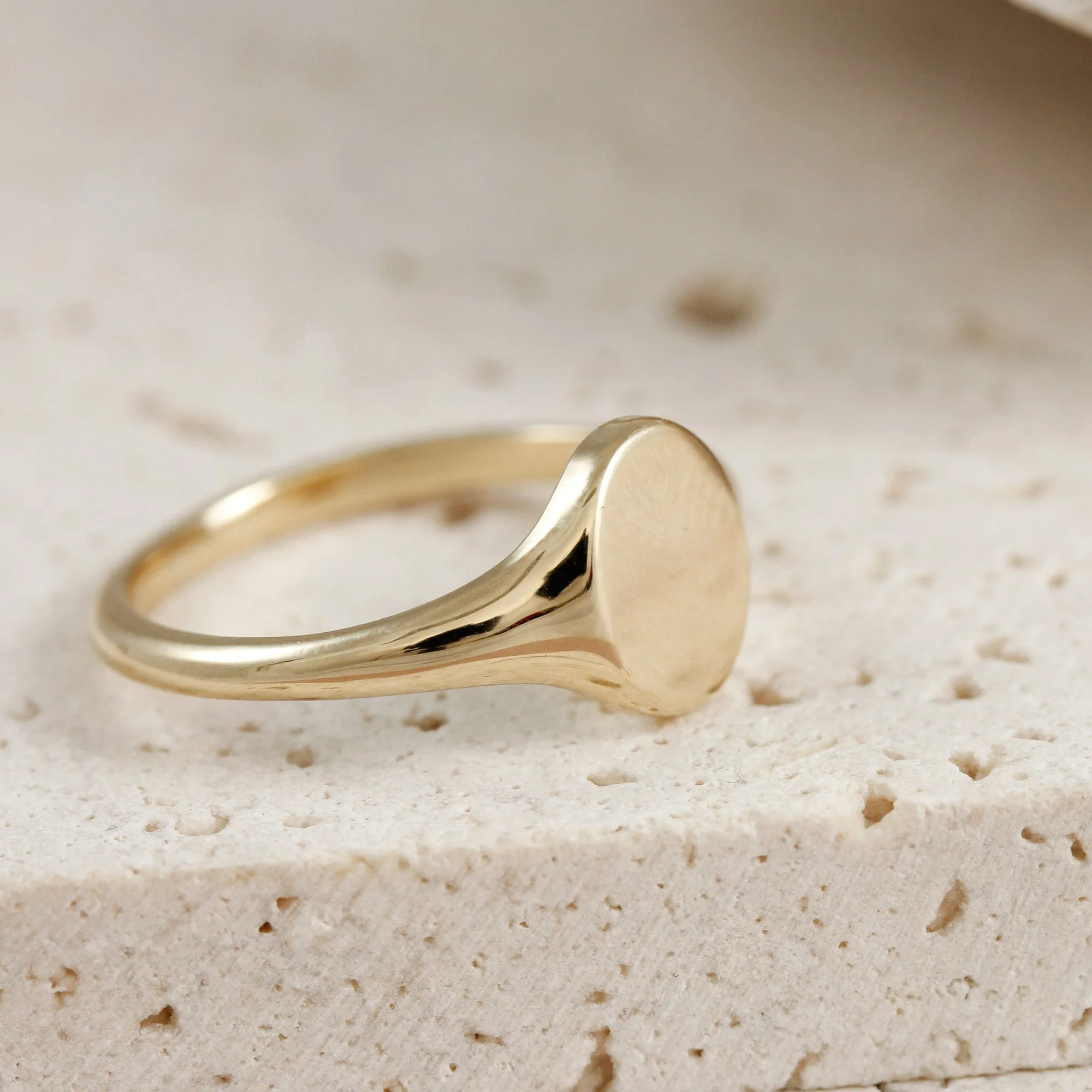 Solid Recycled Gold Small Oval Signet Ring