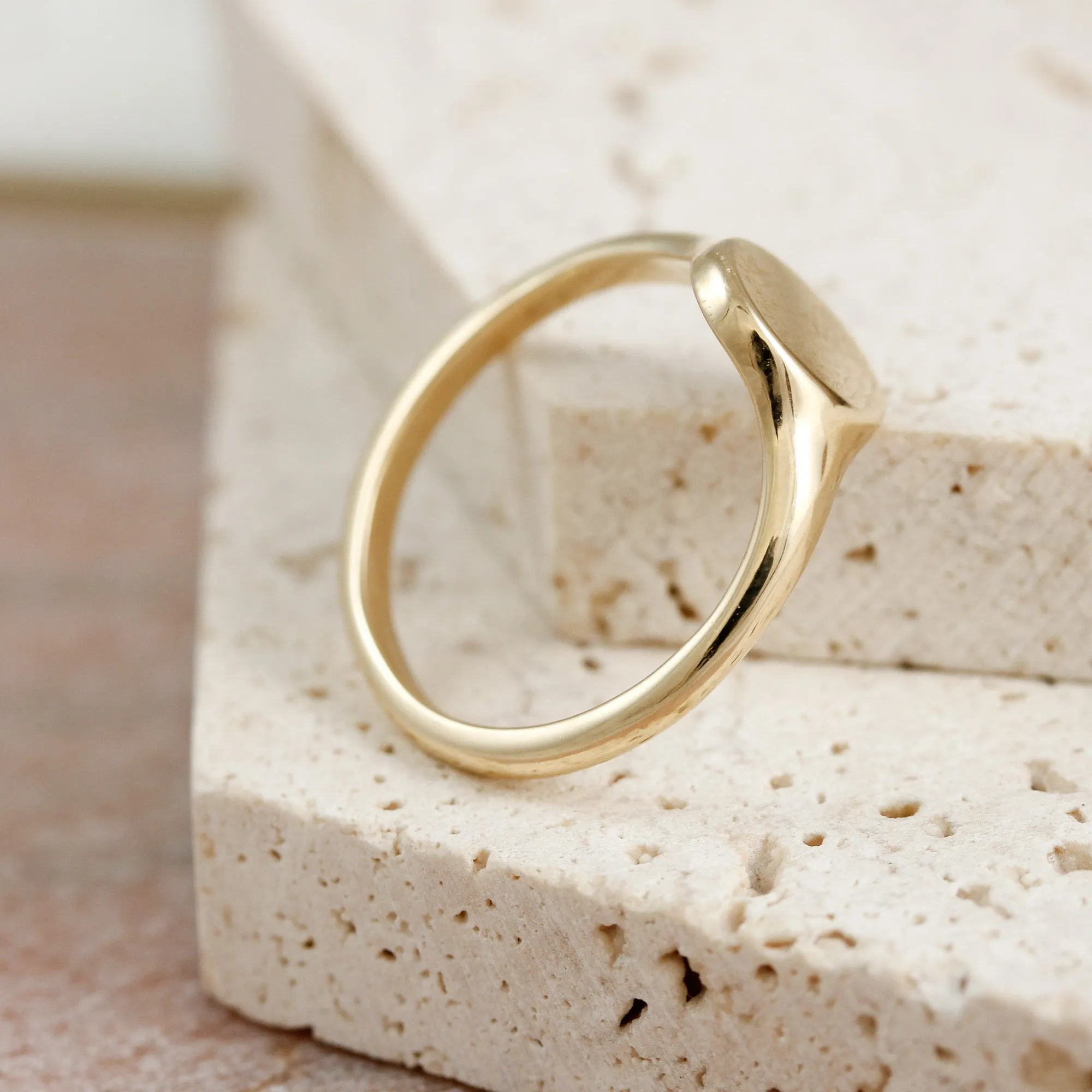 Solid Recycled Gold Small Oval Signet Ring