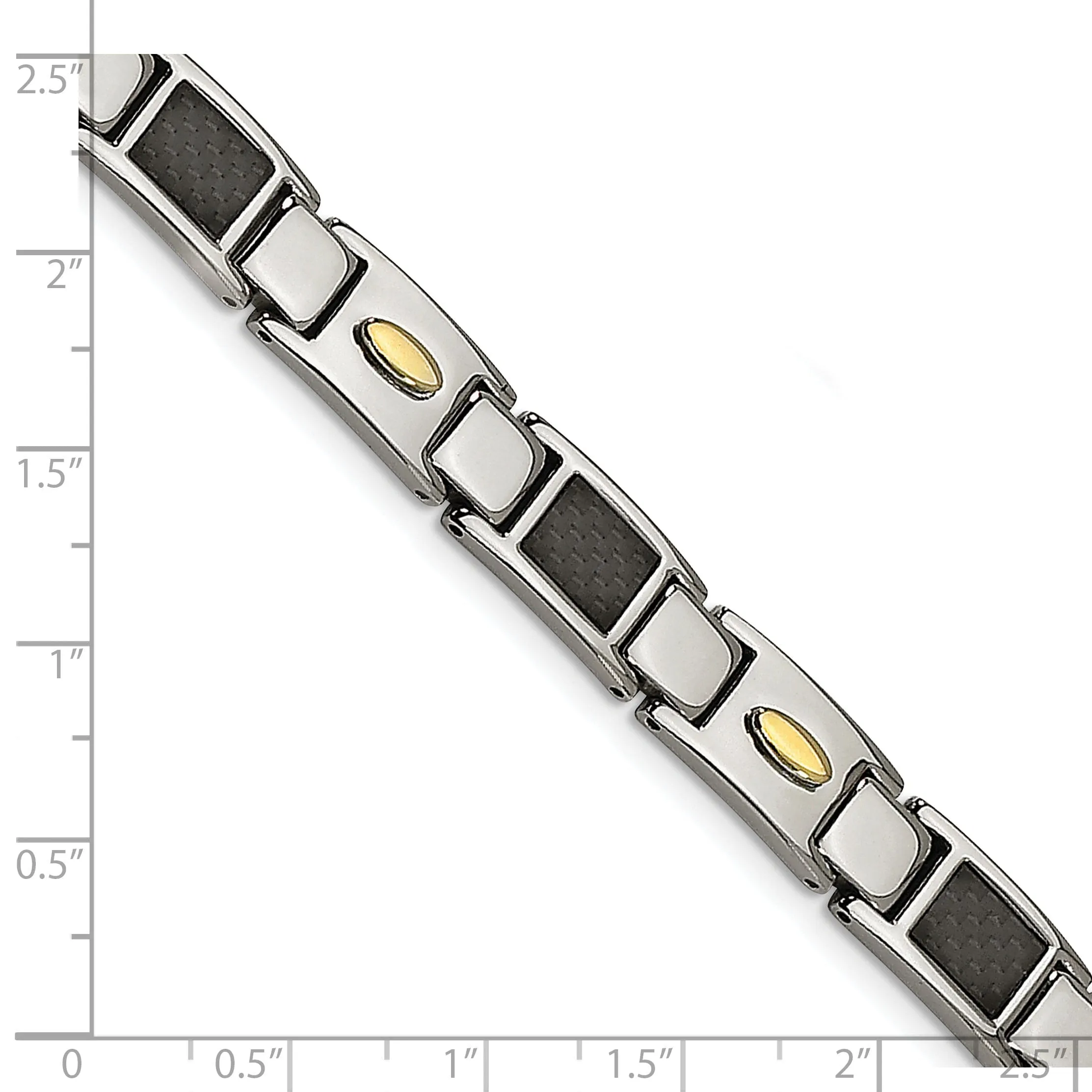 Steel Black Carbon 24k Gold Fiber Bracelet