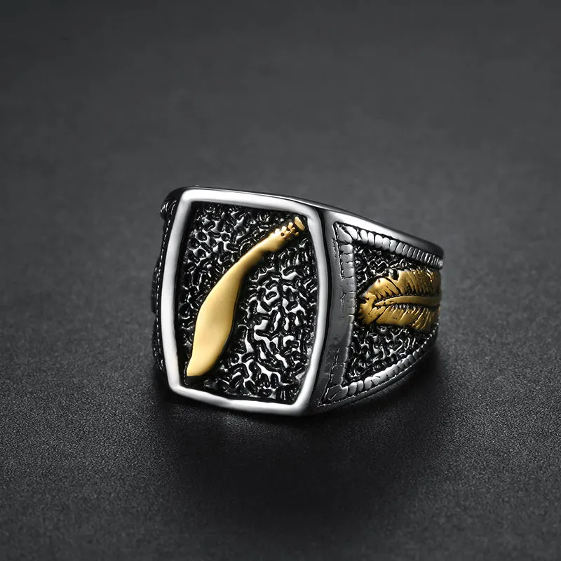 SWORD FEATHER SIGNET RING