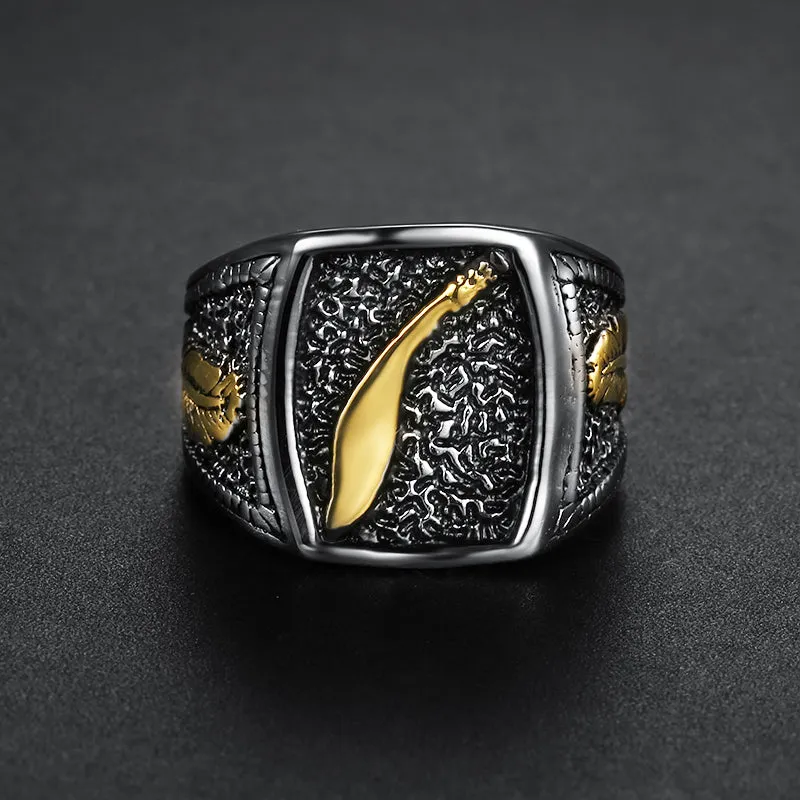 SWORD FEATHER SIGNET RING