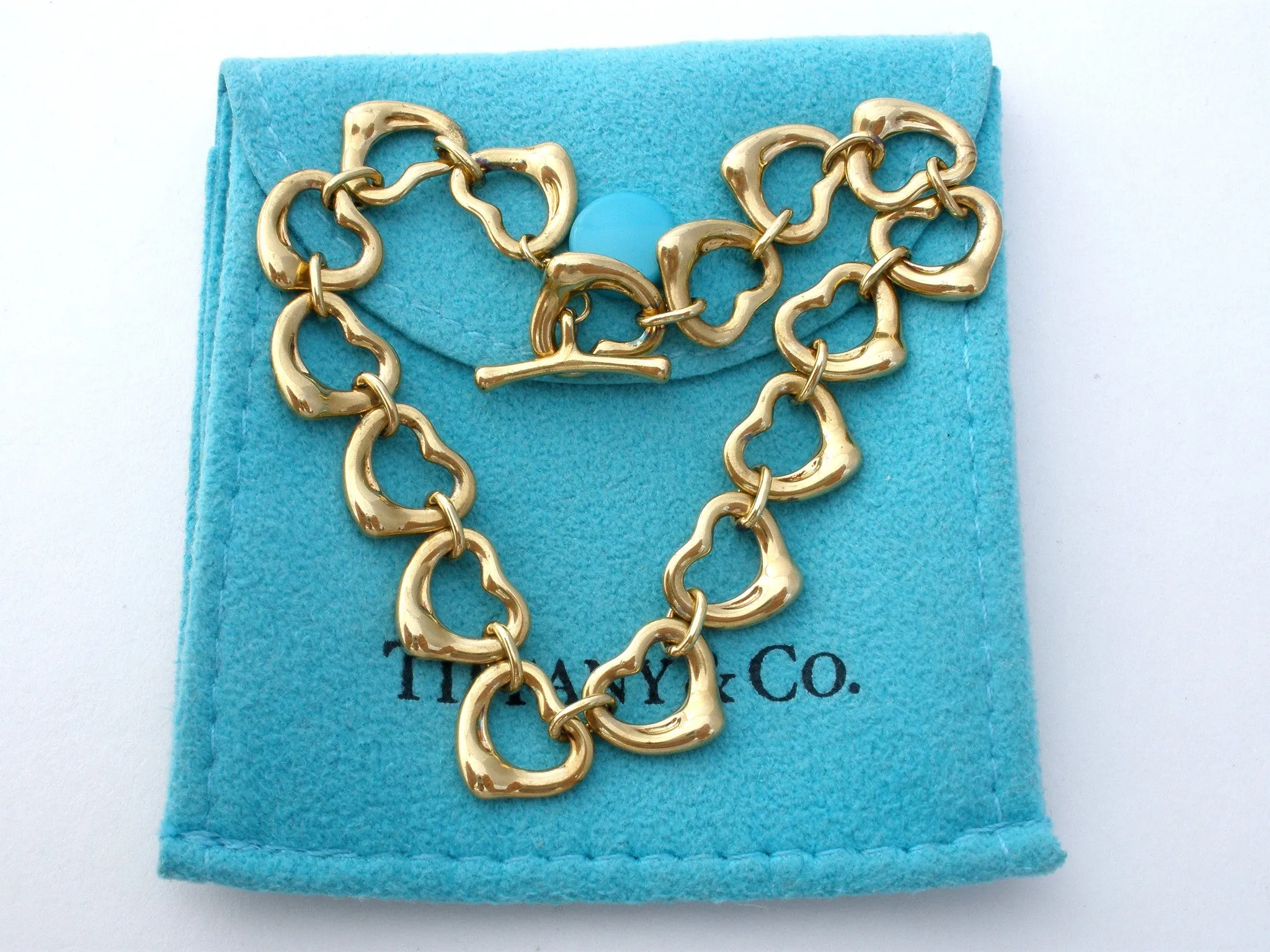 Tiffany & Co 18K Gold Open Heart Bracelet Peretti